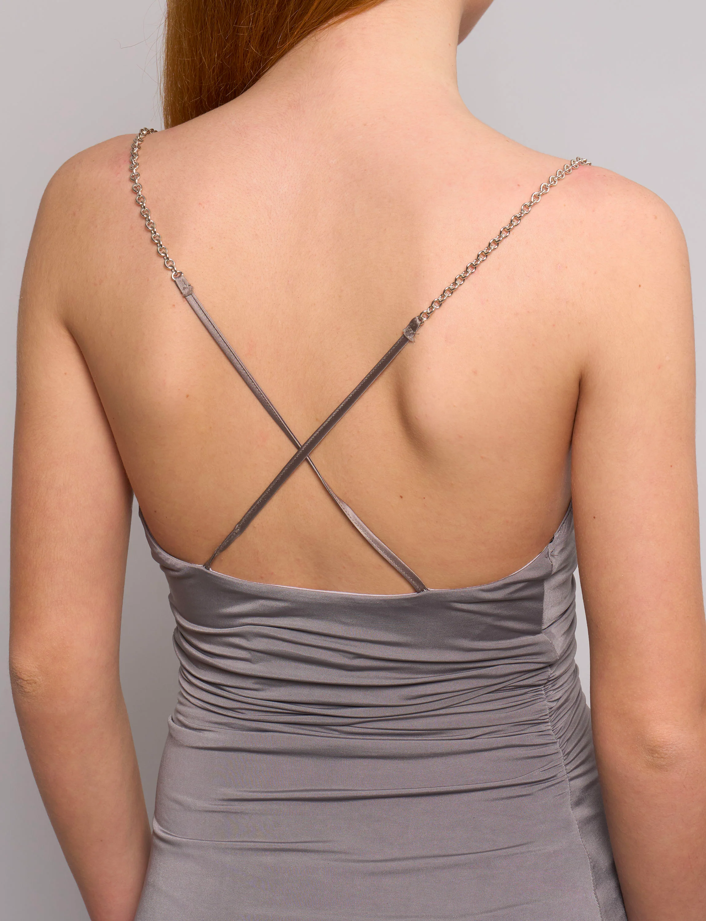 Vestito con arricciature e spalline a catenella - Image 3