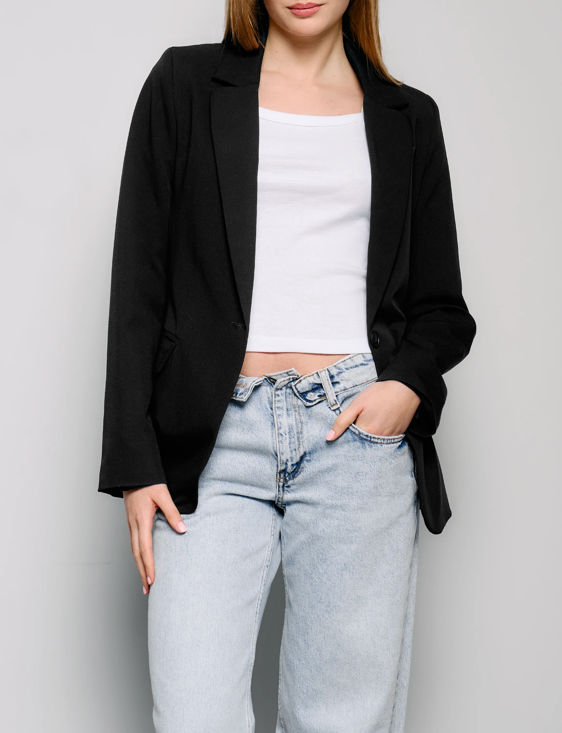 Blazer nero oversize monopetto