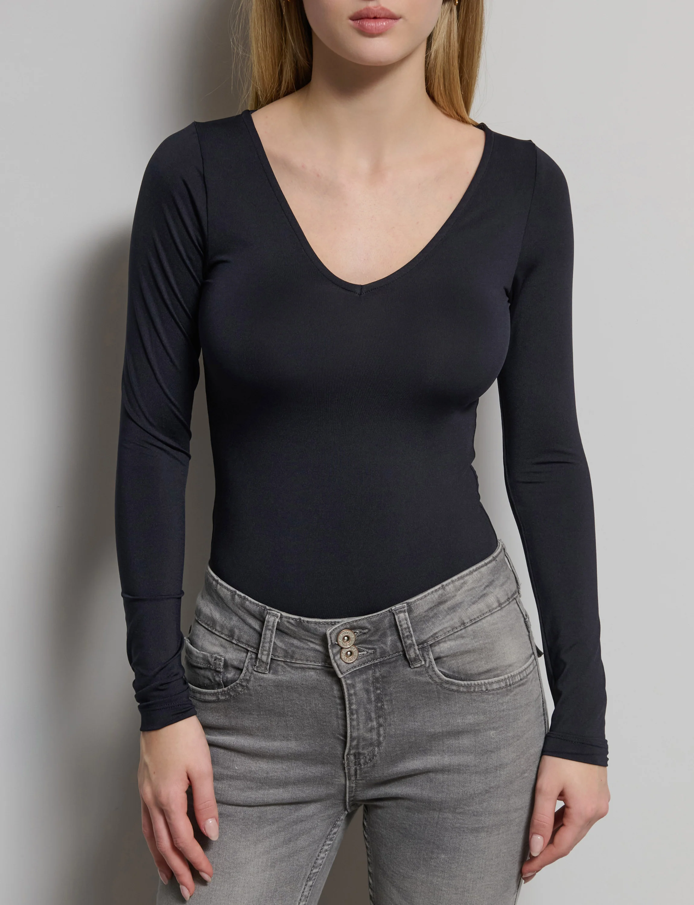 Body basic blu navy manica lunga