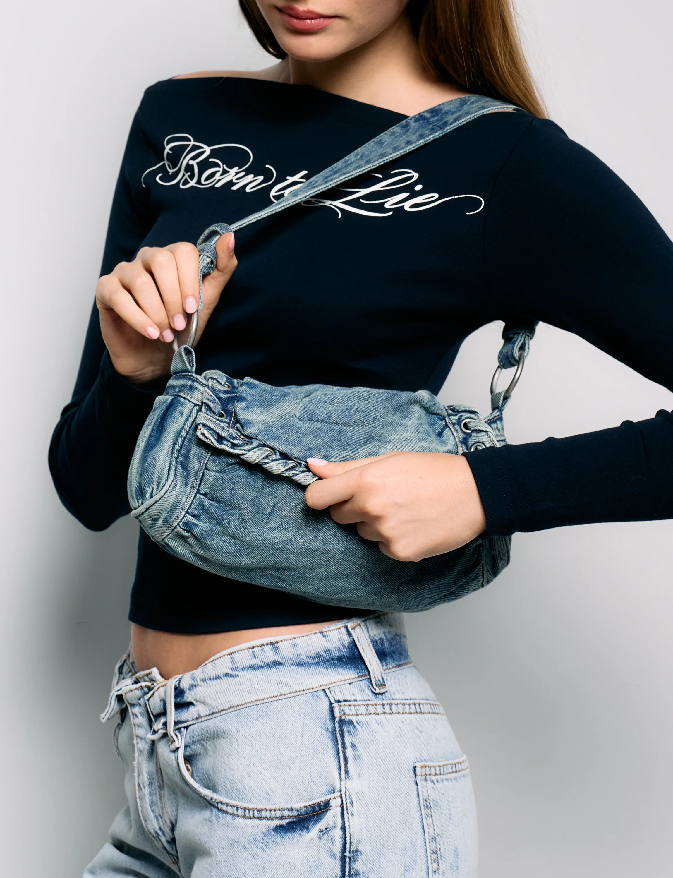 Borsa a spalla in denim - Image 3