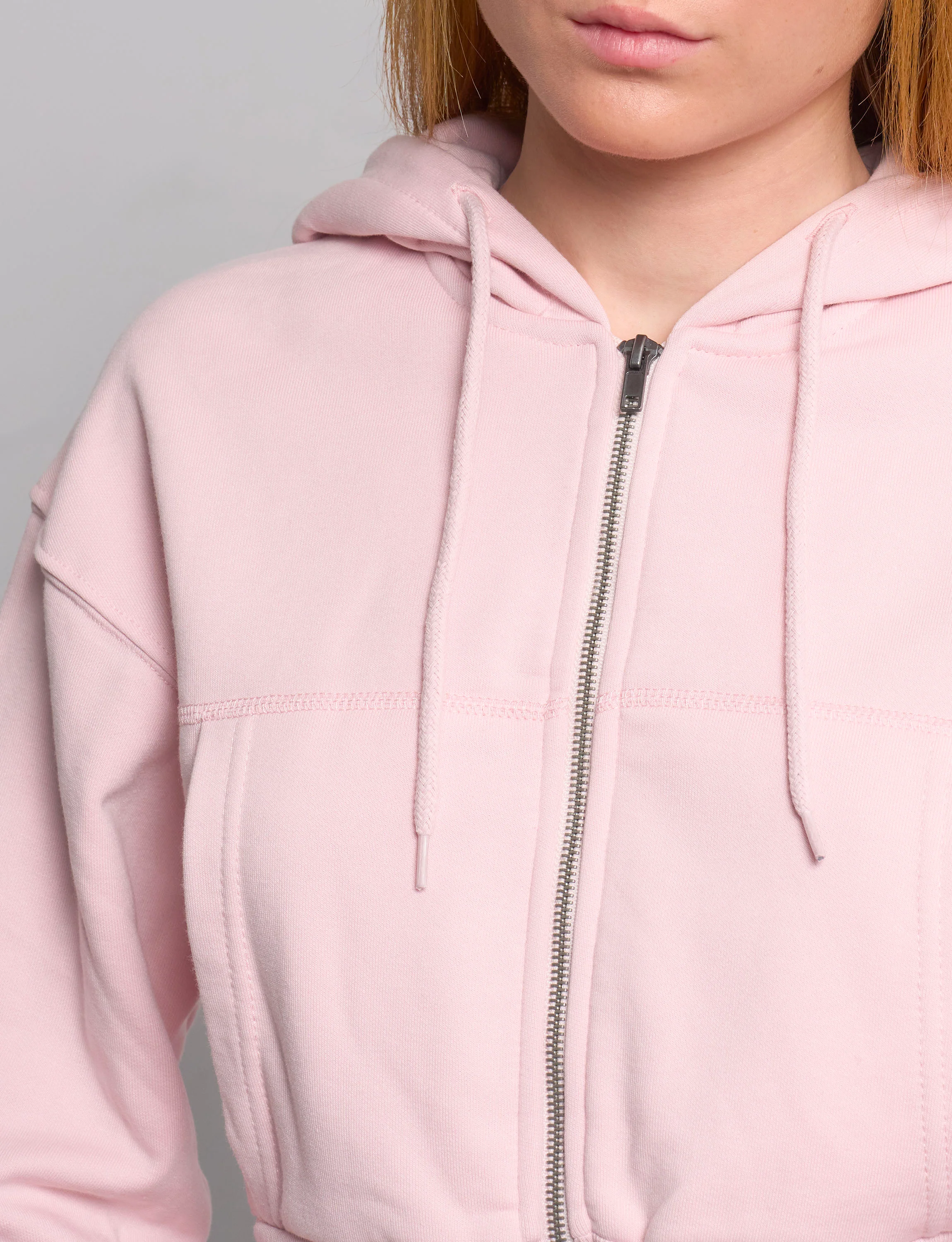 Felpa rosa crop con zip - Image 3