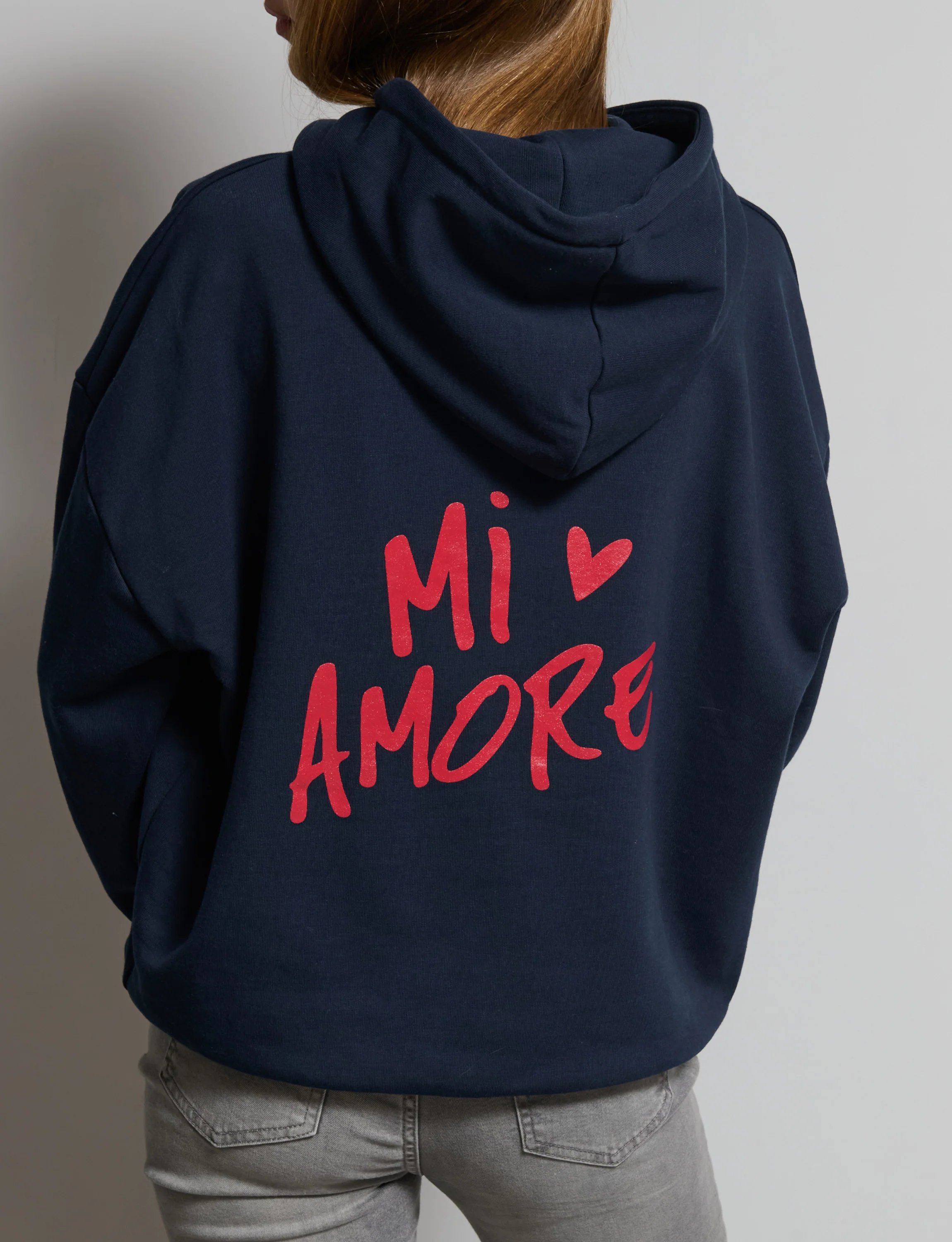 Felpa oversize unisex MI AMORE blu navy - Image 4