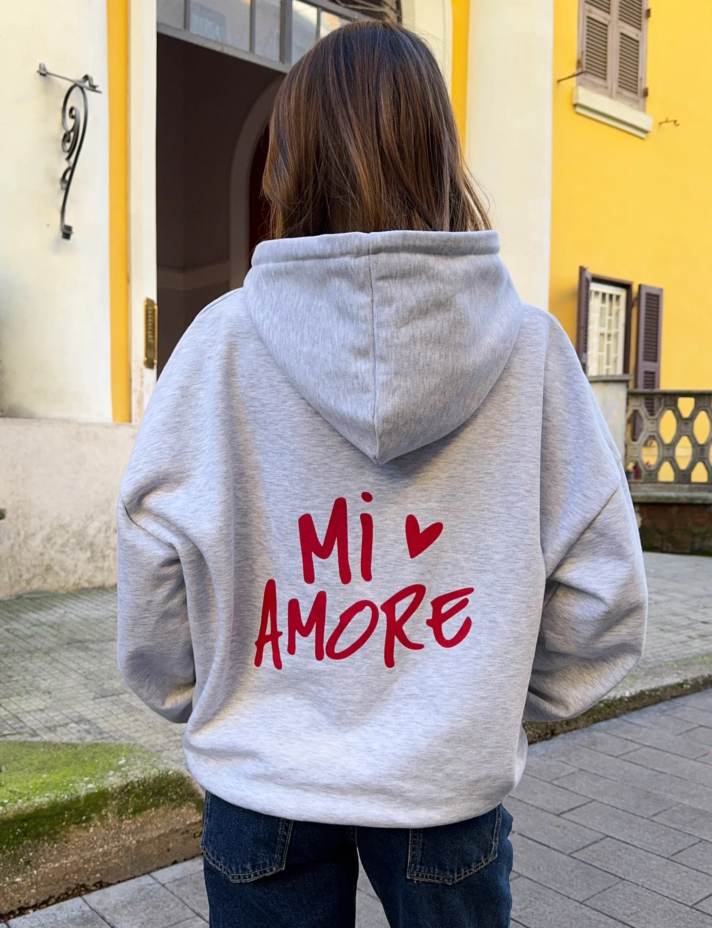 Felpa oversize unisex MI AMORE grigia