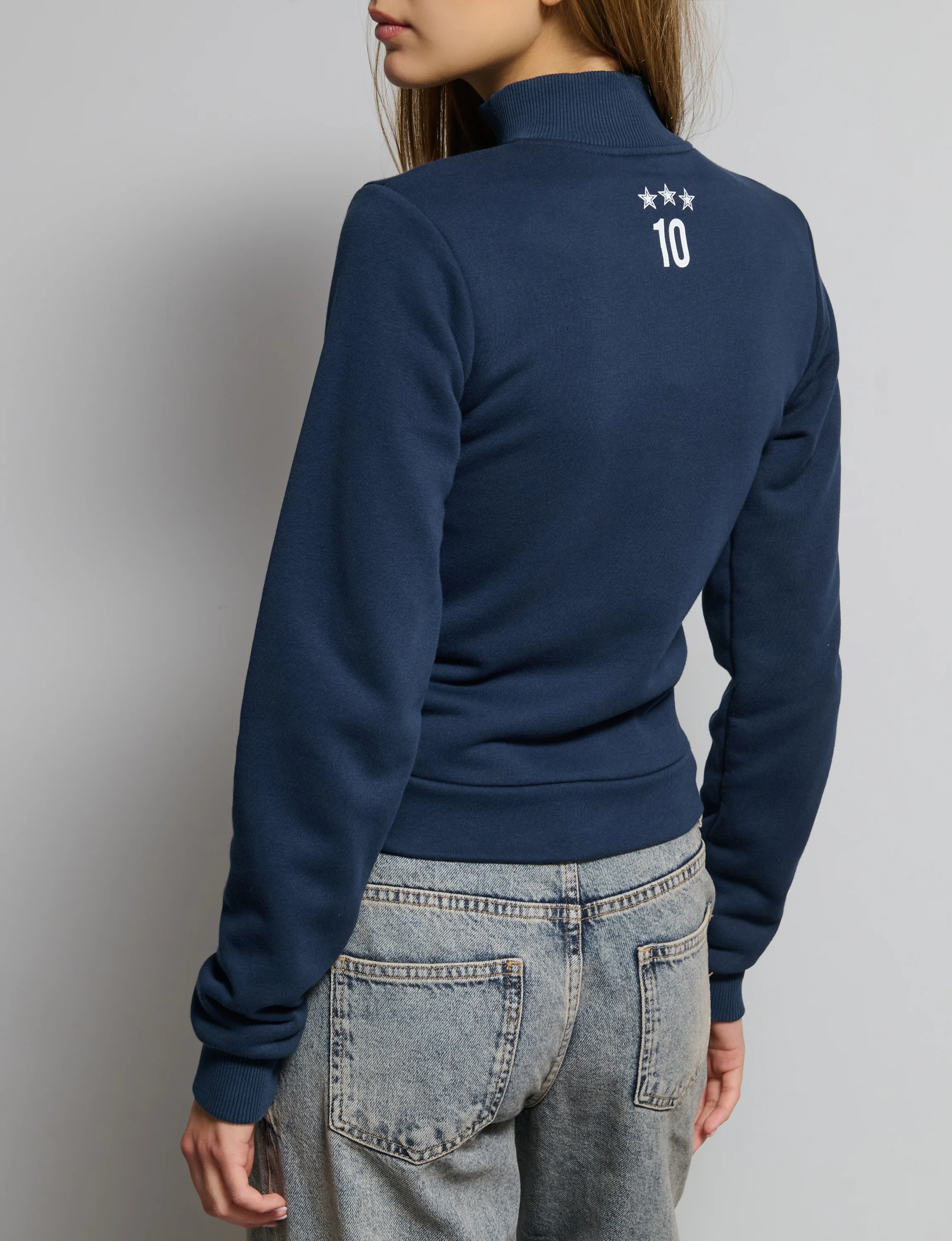 Felpa blu navy a collo alto con stampa Italia - Image 3