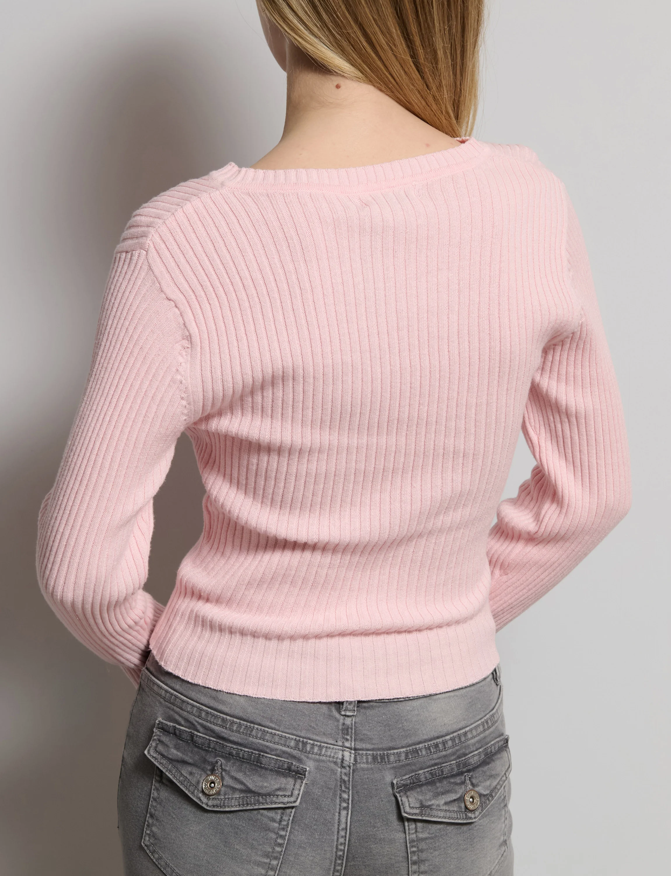 Maglia a costine con scollo a V - Image 3