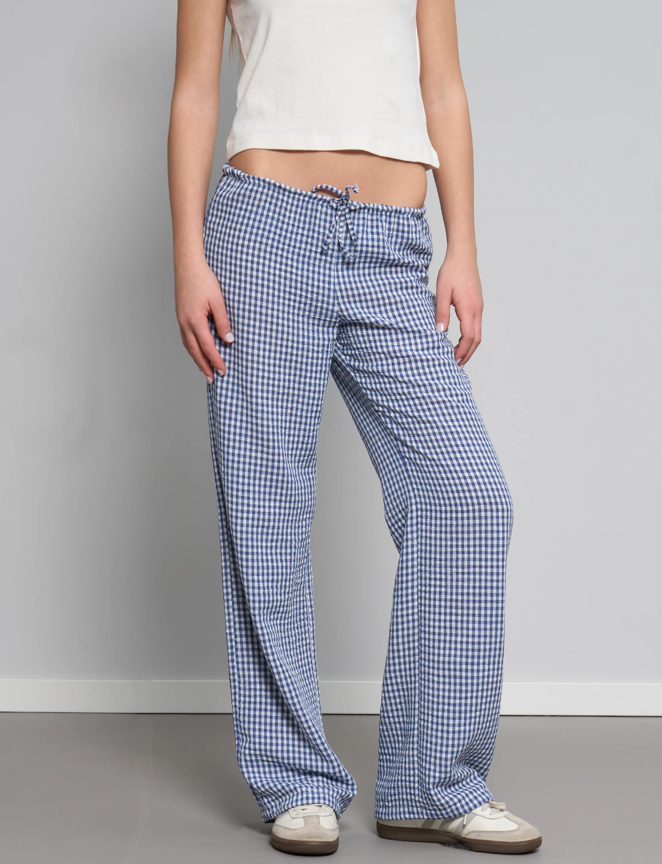 Pantalone a quadretti blu