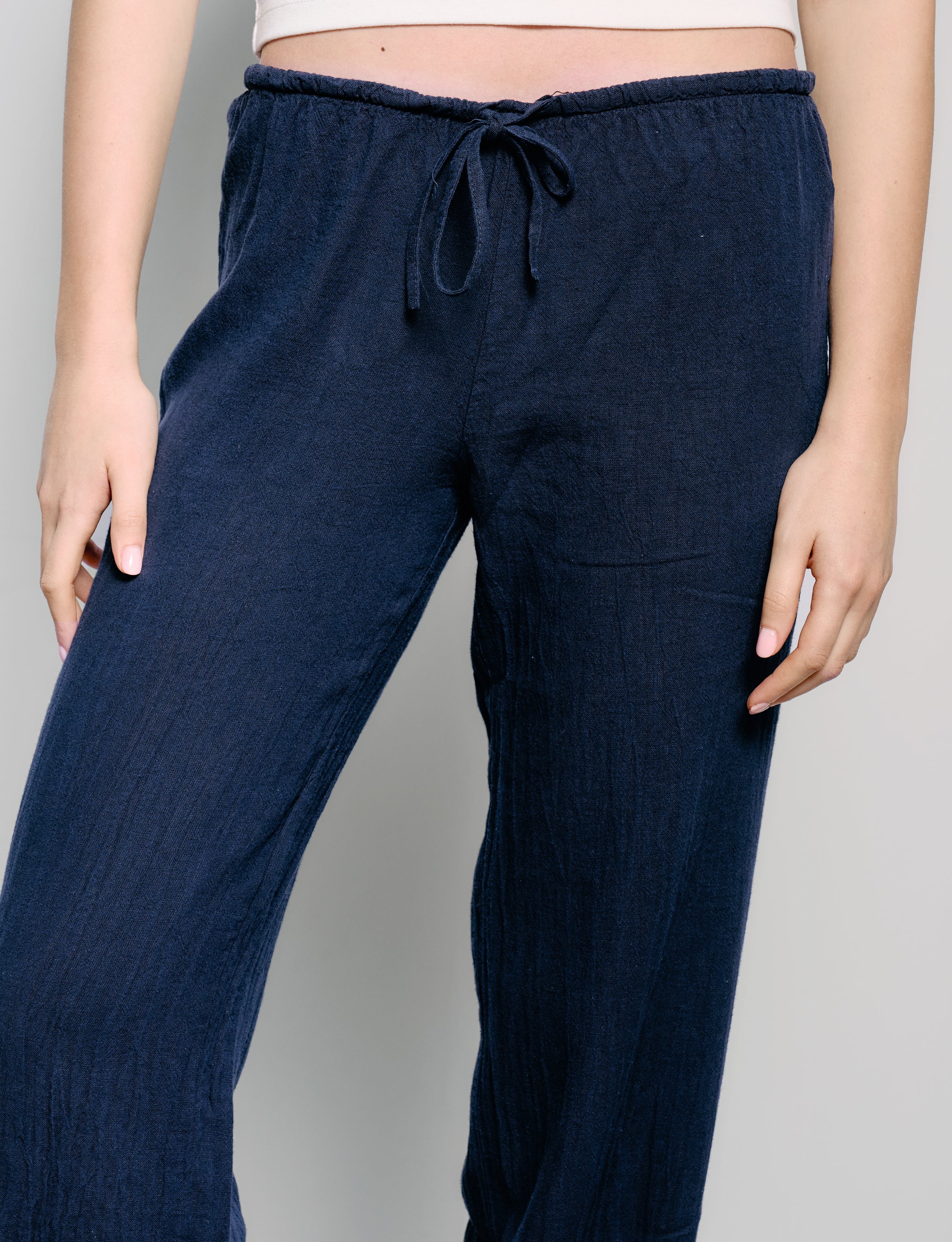 Pantalone in lino blu navy - Image 3