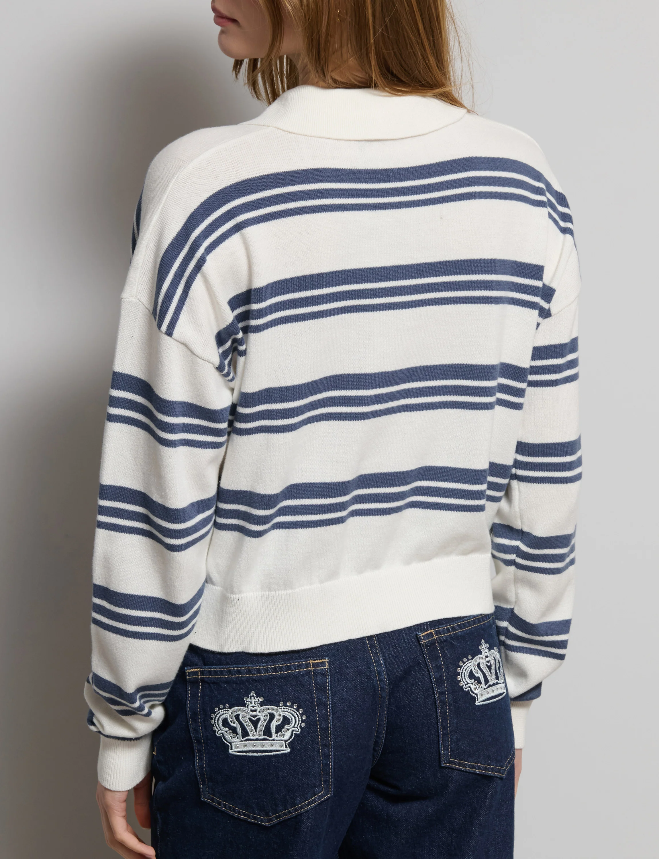 Polo a maniche lunghe in maglia a righe - Image 3