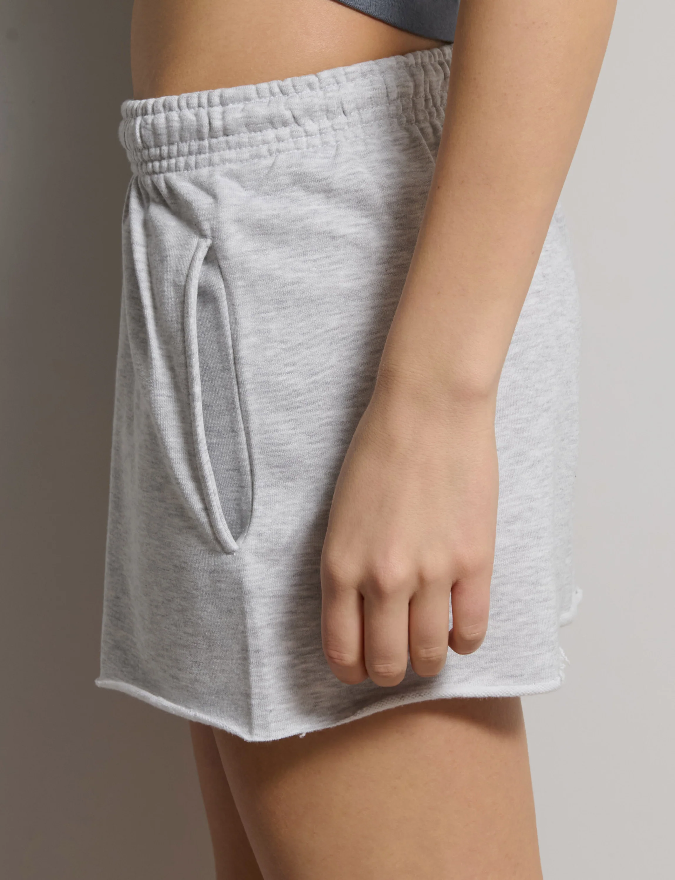 Short grigio chiaro melange in felpa - Image 2