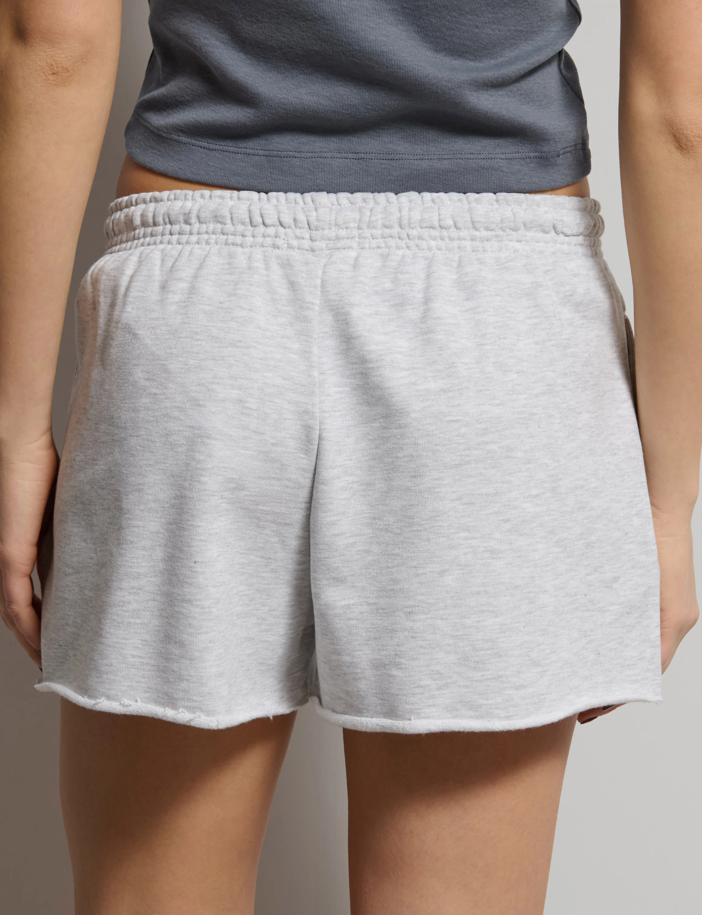 Short grigio chiaro melange in felpa - Image 3
