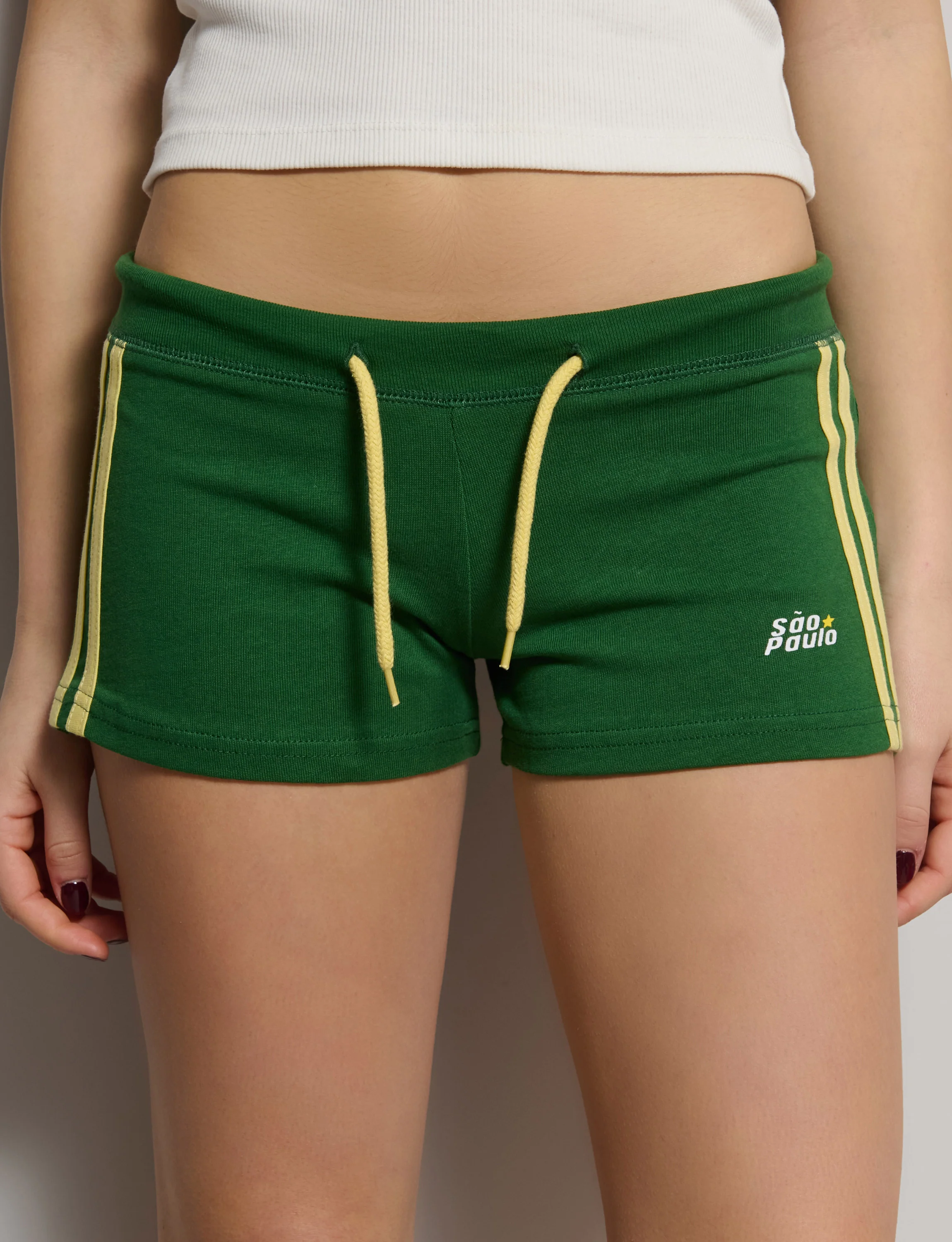 Short verde in jersey con righe laterali e stampe Brasile - Image 3