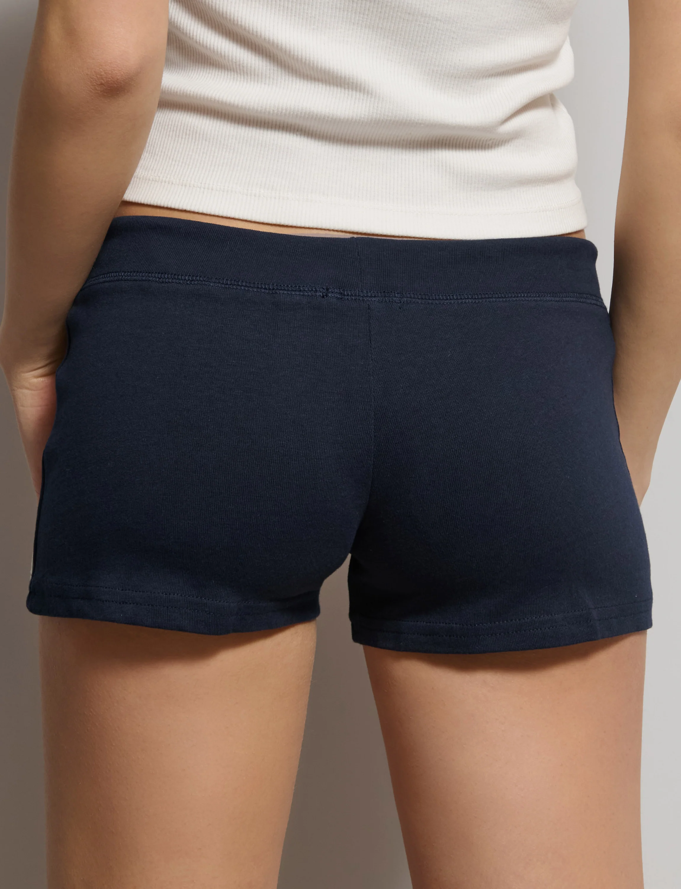 Short blu navy in jersey con righe laterali - Image 3
