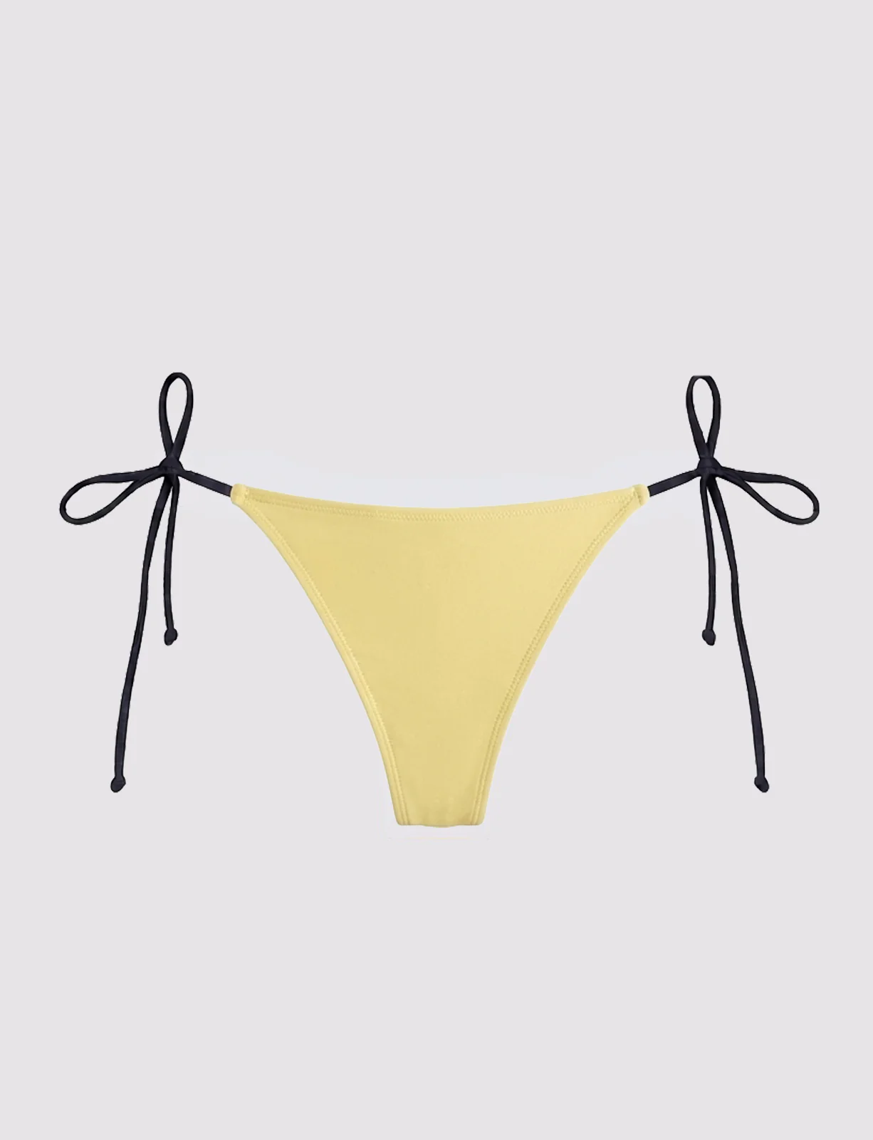 Slip bikini giallo con laccetti a contrasto - Image 3