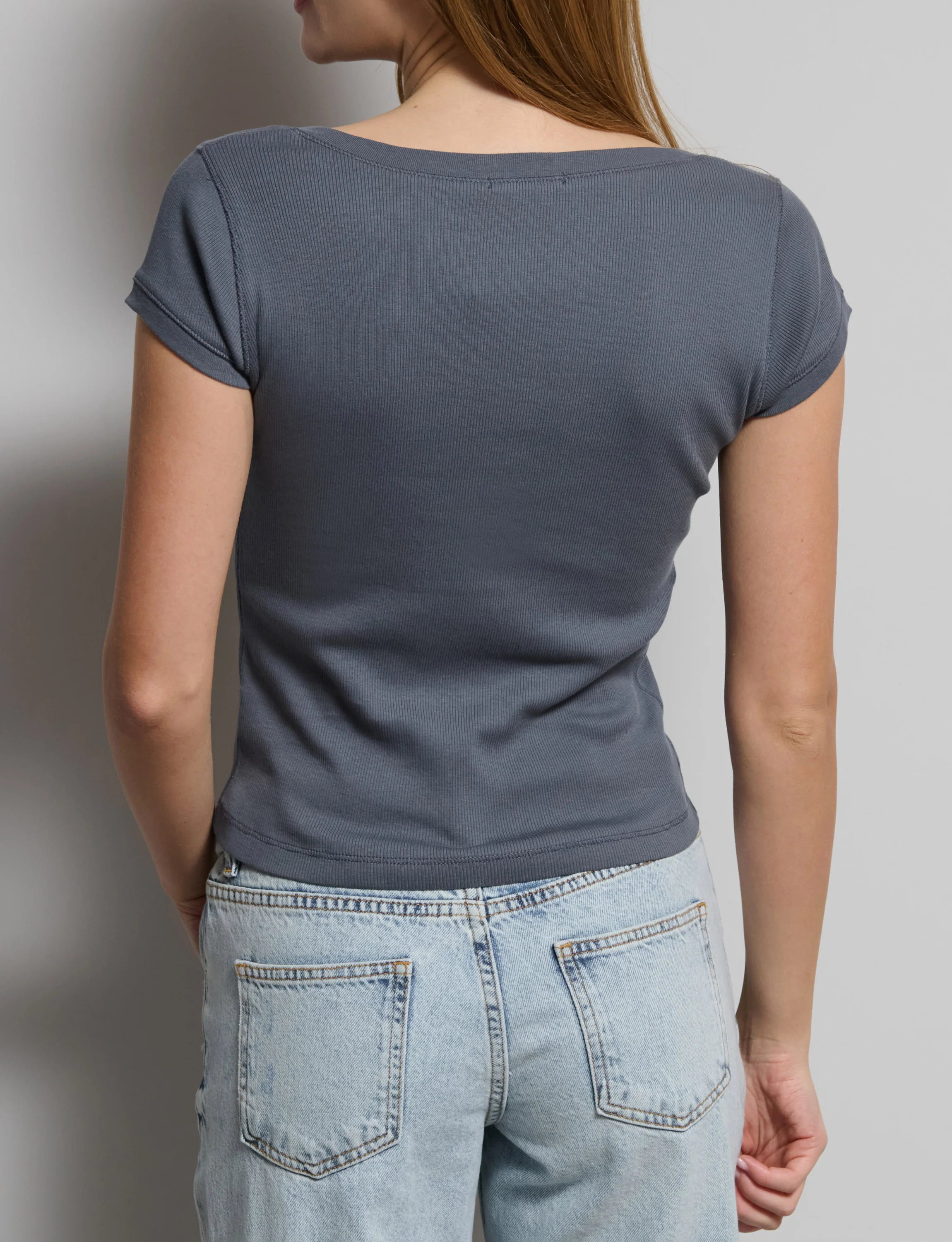 T-shirt blu indigo con bottoni - Image 3