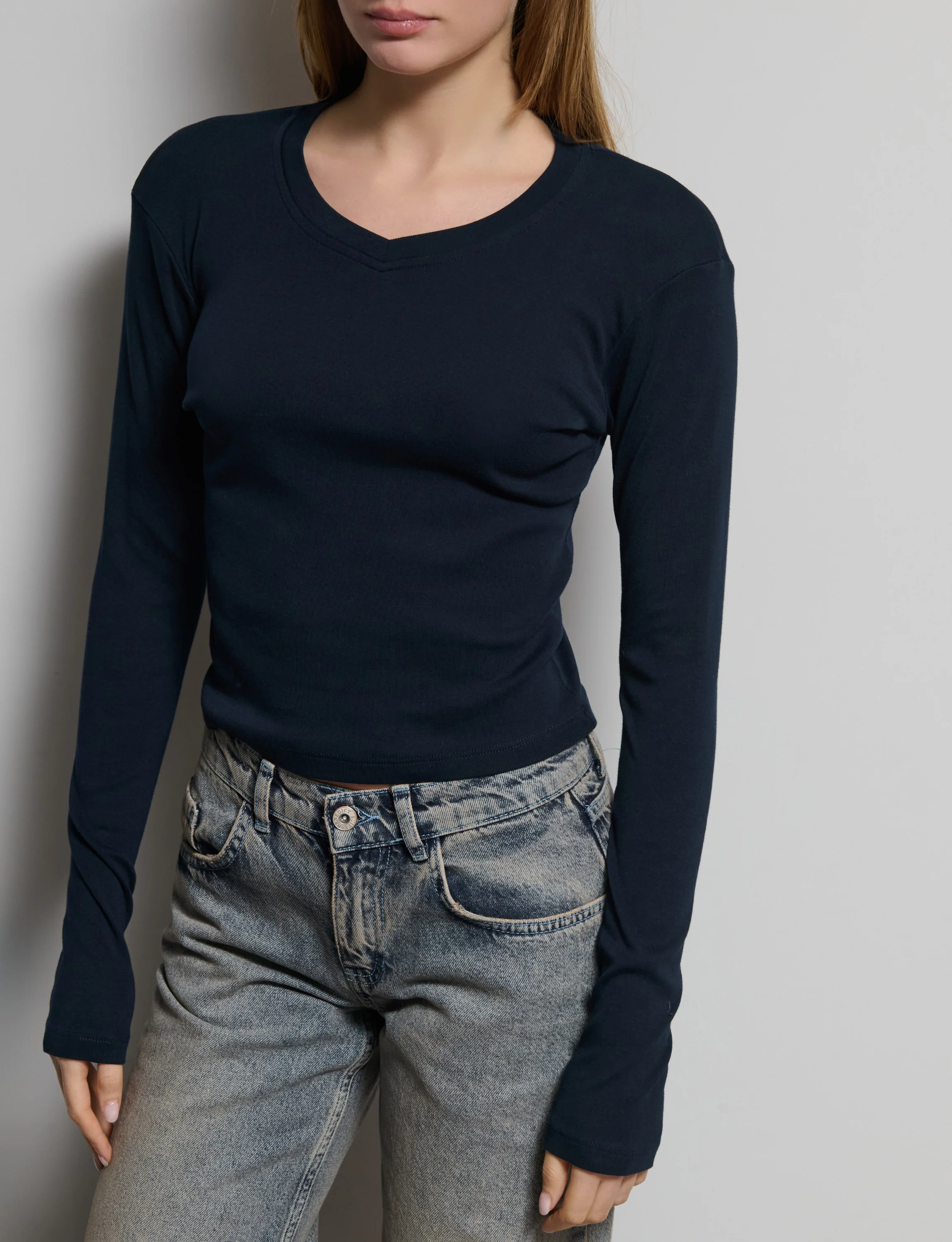 T-shirt blu navy a manica lunga