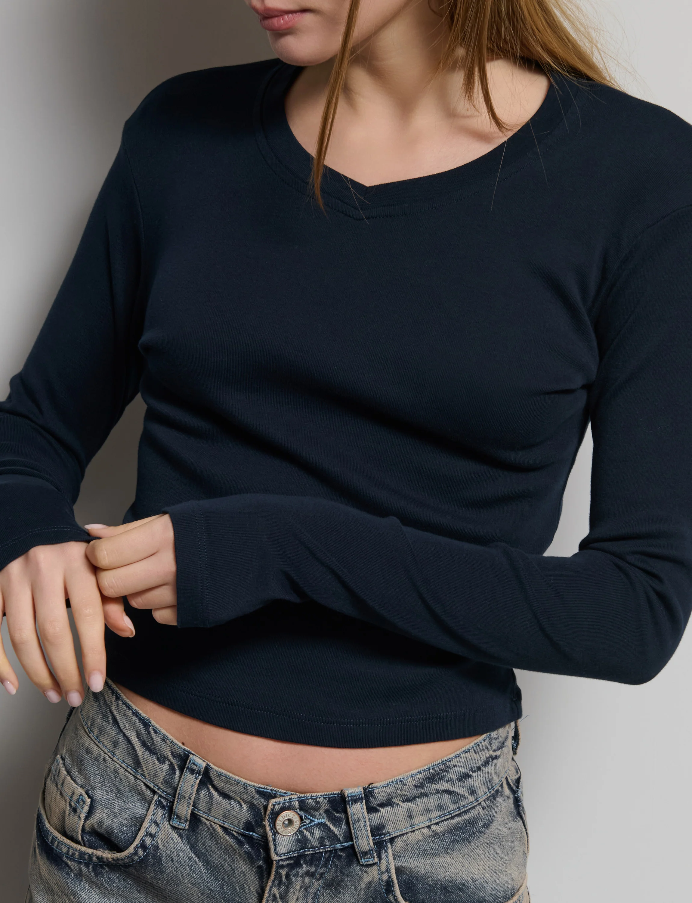 T-shirt blu navy a manica lunga - Image 2