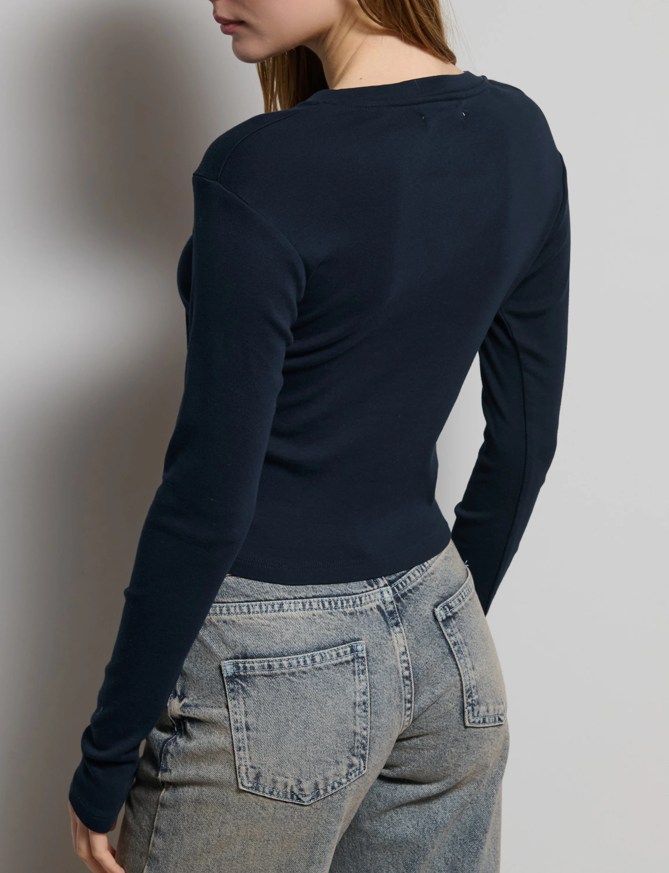 T-shirt blu navy a manica lunga - Image 3