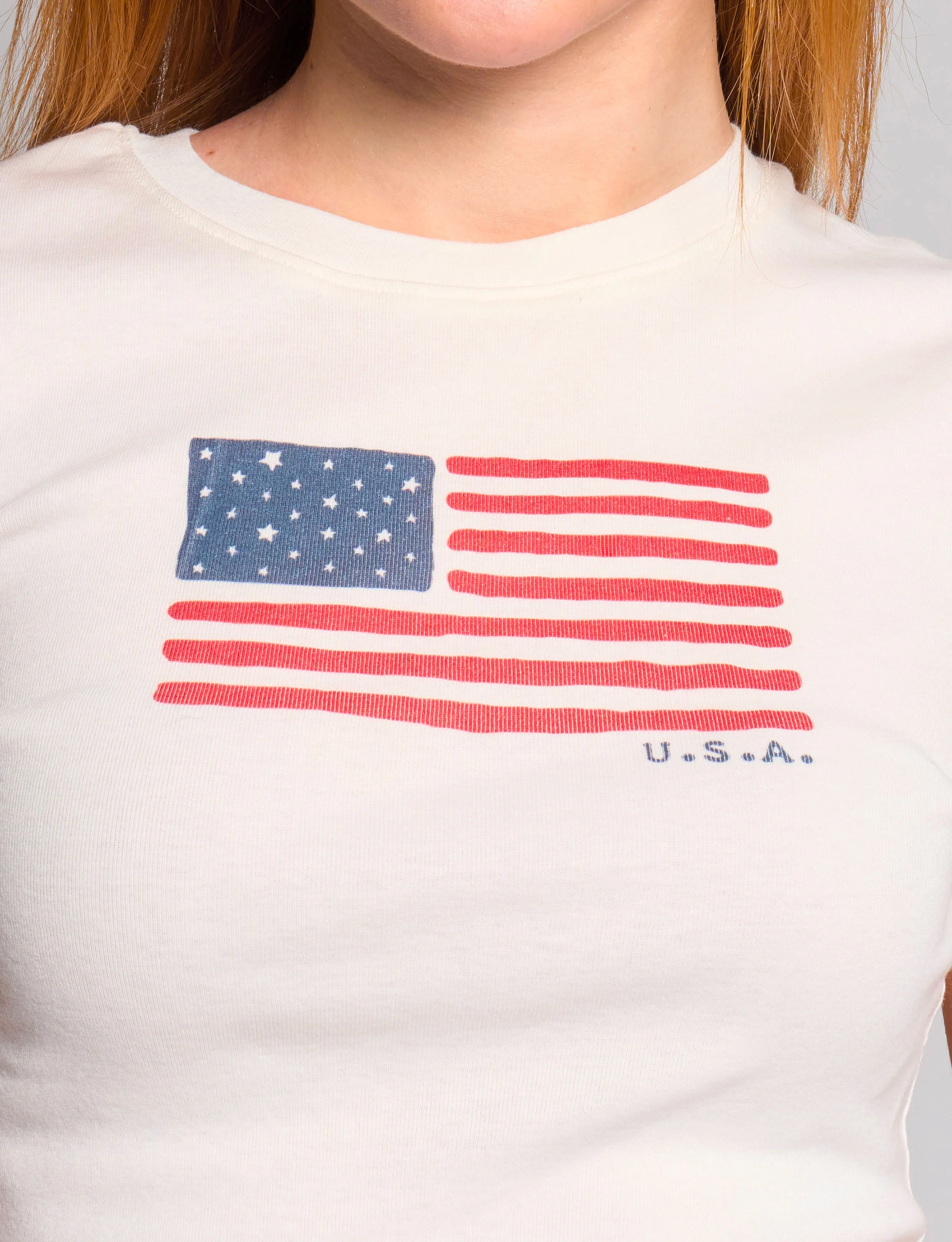 T-shirt bianca con bandiera USA - Image 3