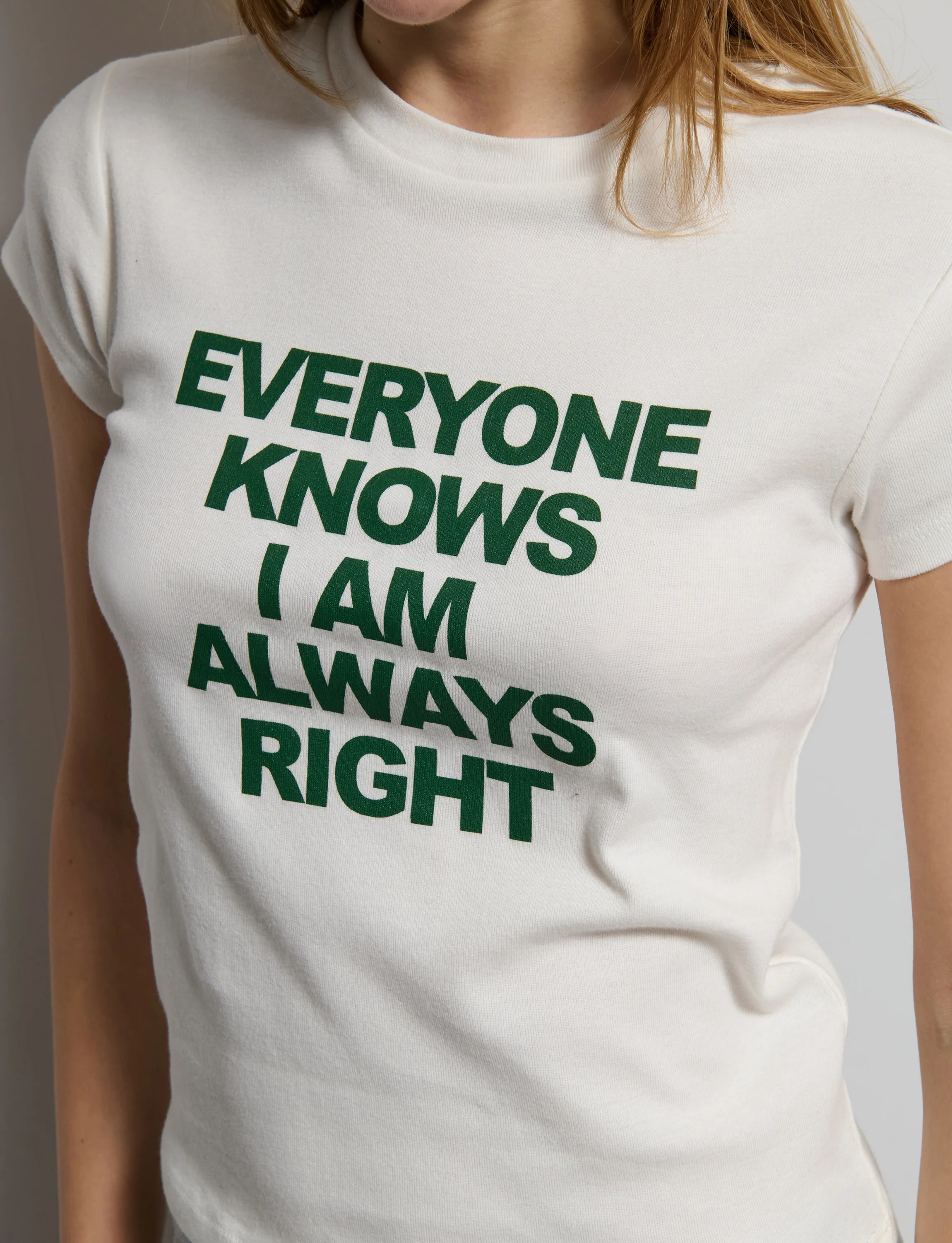 T-shirt panna con scritta “Everyone knows I am always right“ - Image 3