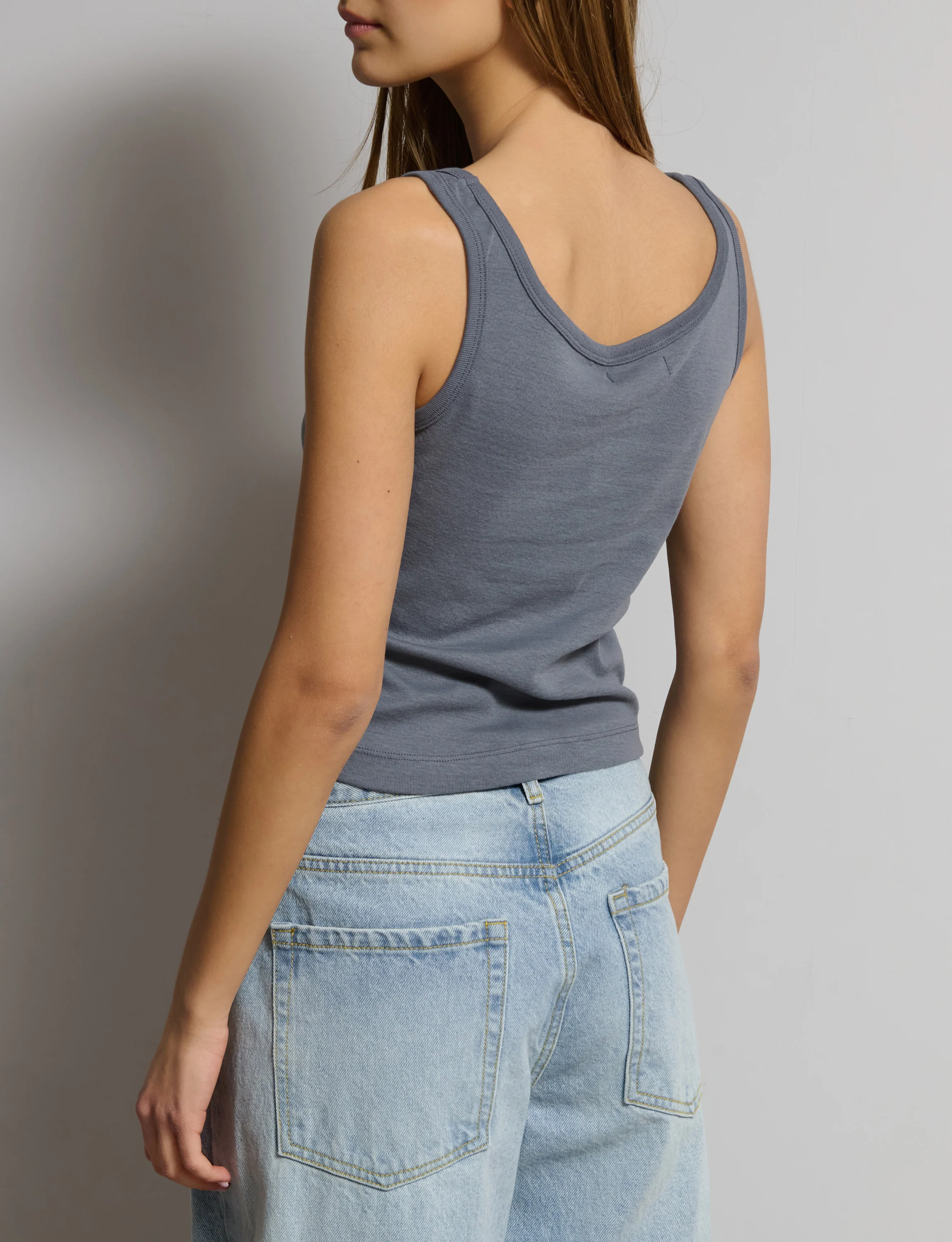 Canotta blu denim con scritta frontale “USA“ - Image 3