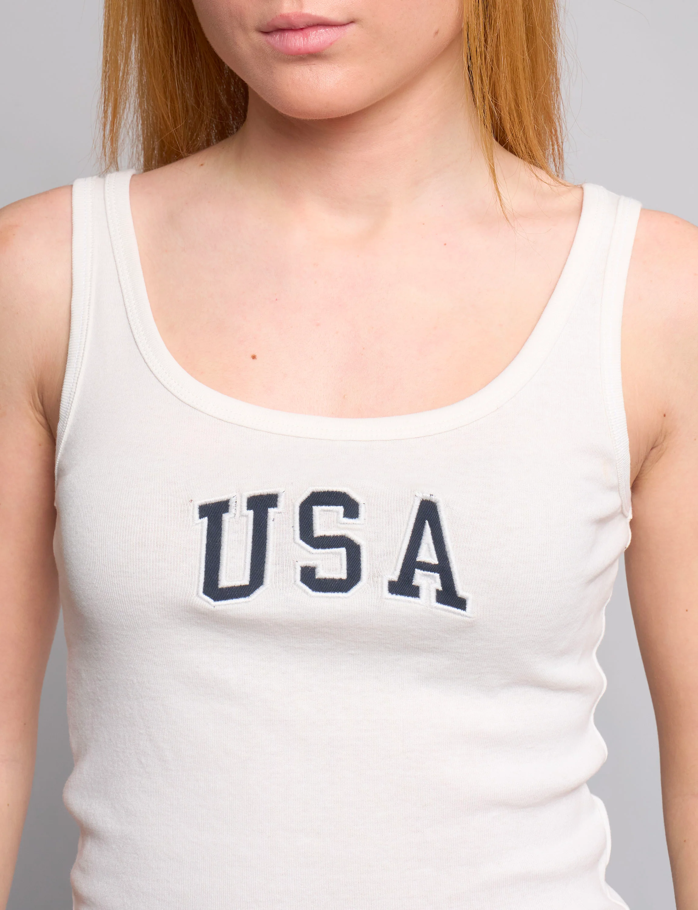 Canotta panna con scritta frontale “USA“
