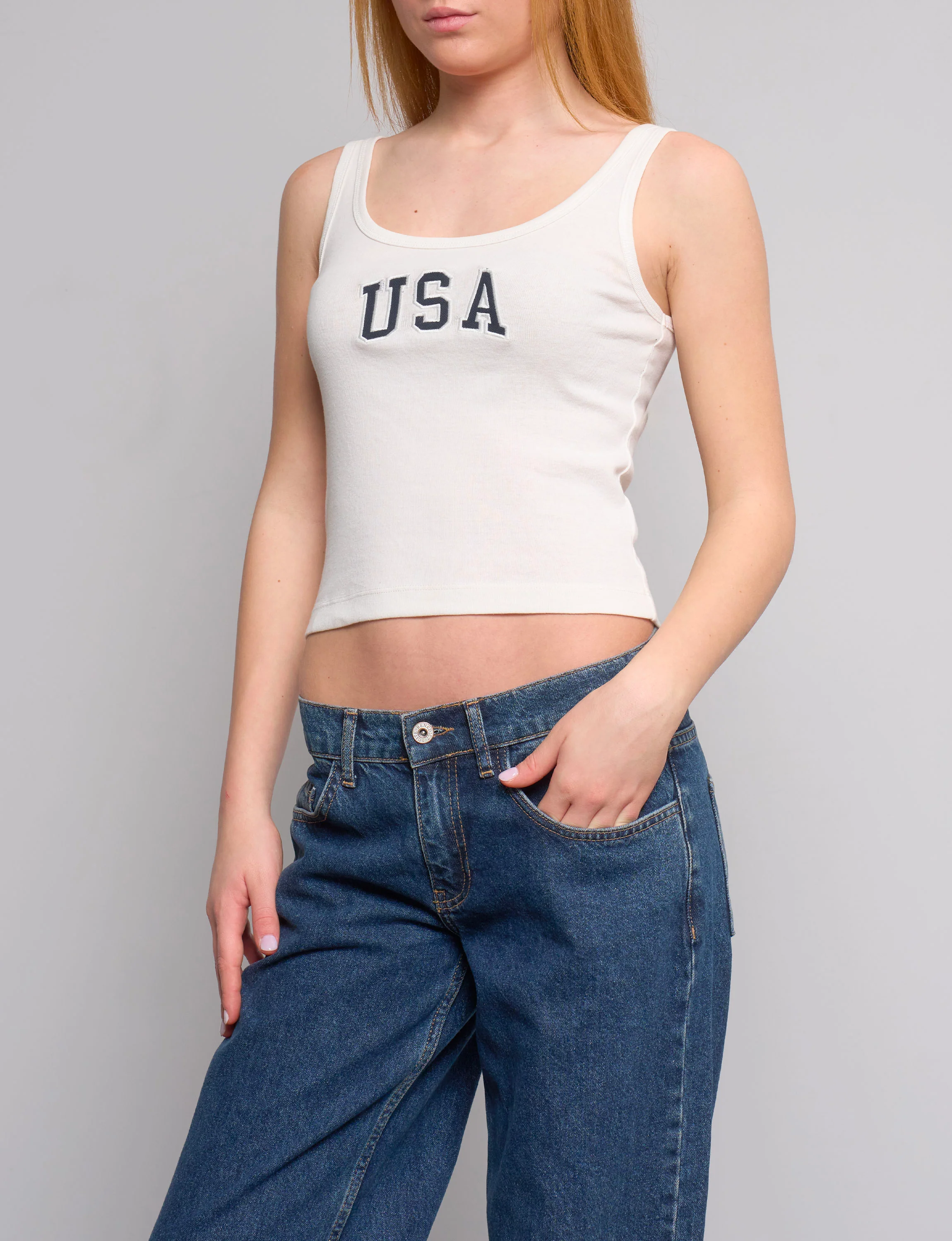 Canotta panna con scritta frontale “USA“ - Image 2