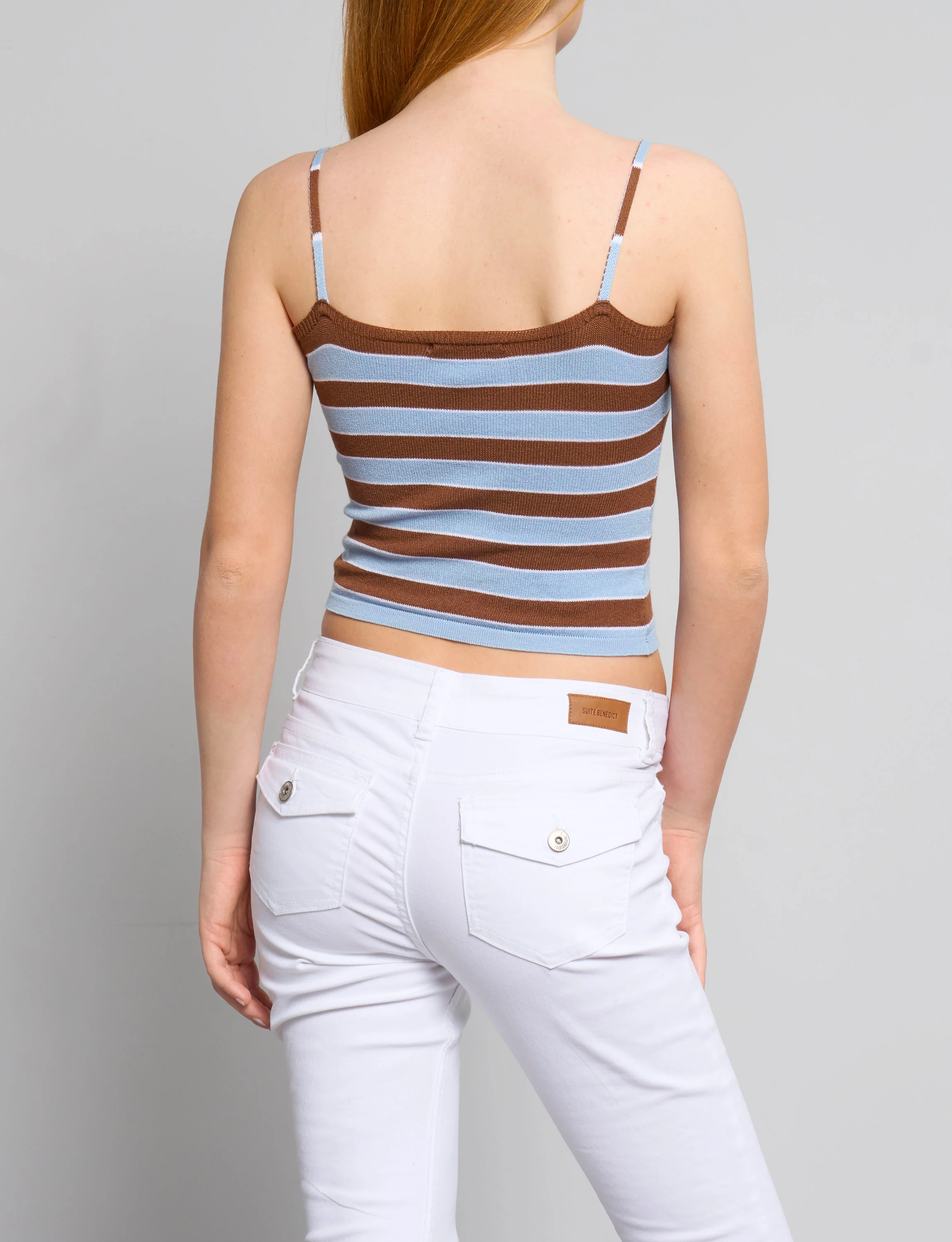 Top a righe in maglia con bretelline sottili - Image 3