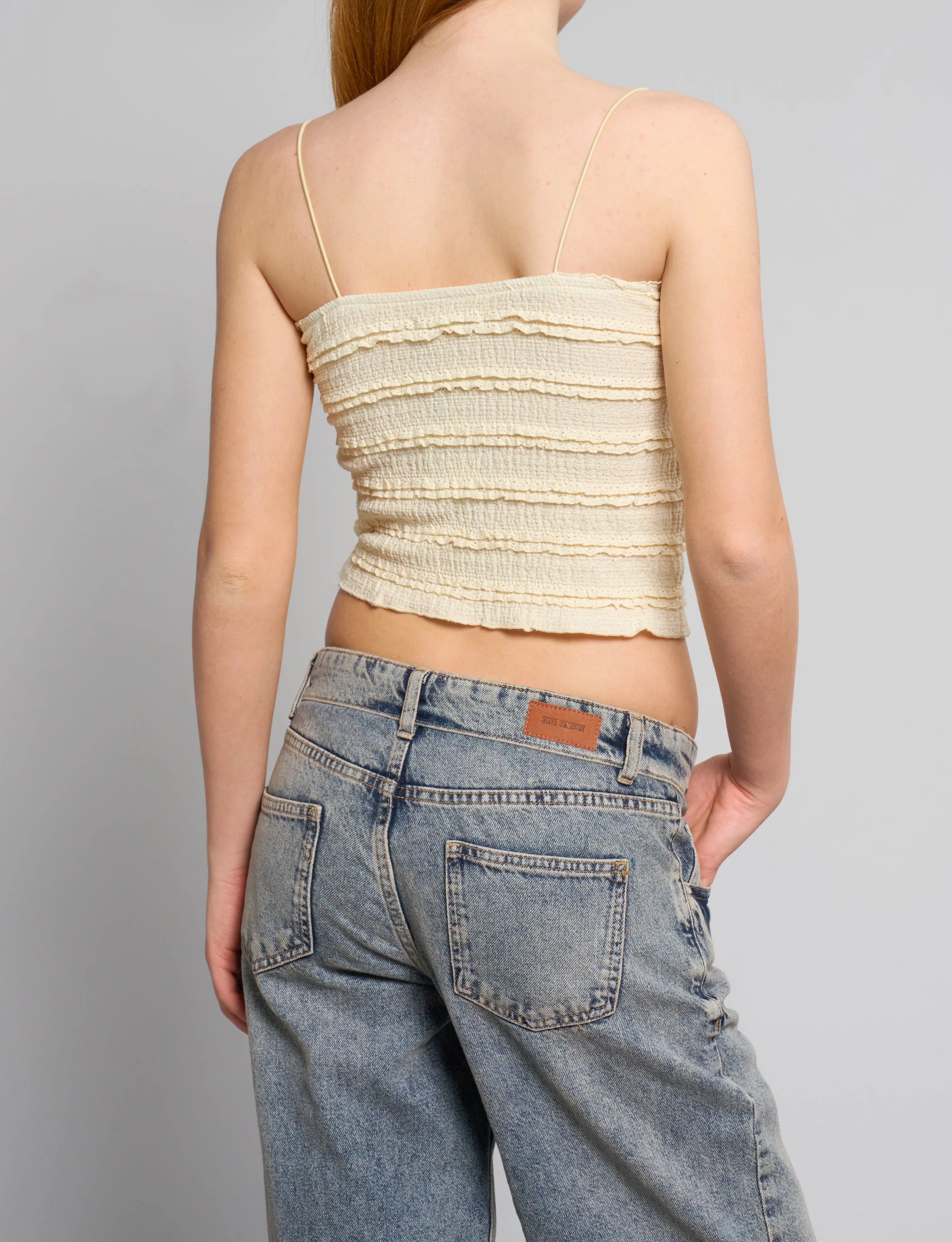 Top a fascia giallo pastello con rouches - Image 3