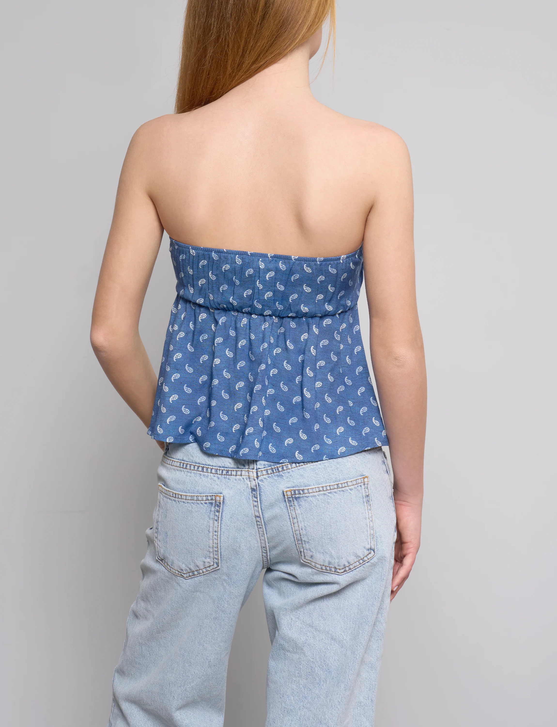 Top blu a fascia con stampe - Image 3