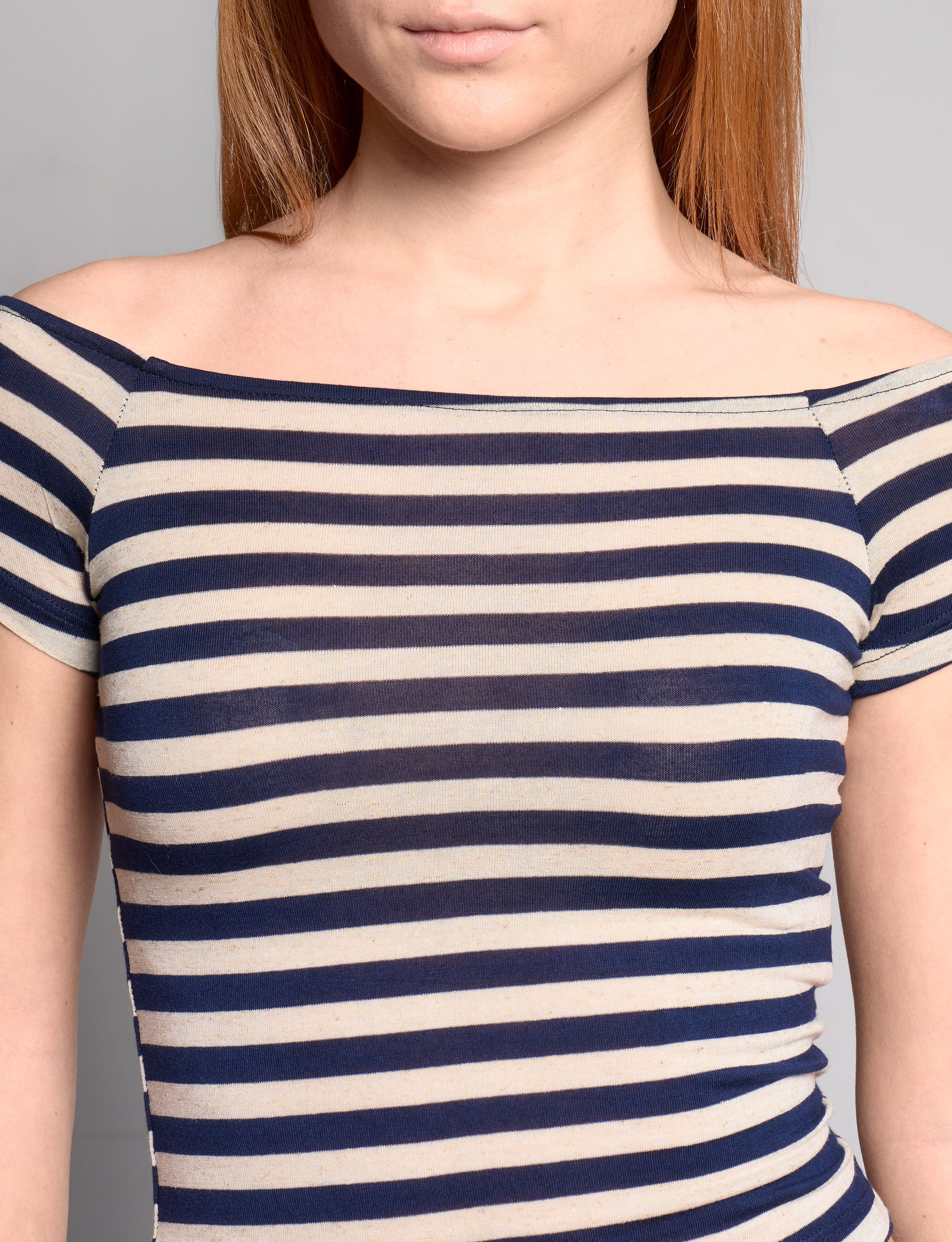 Top a righe blu con scollo dritto - Image 2