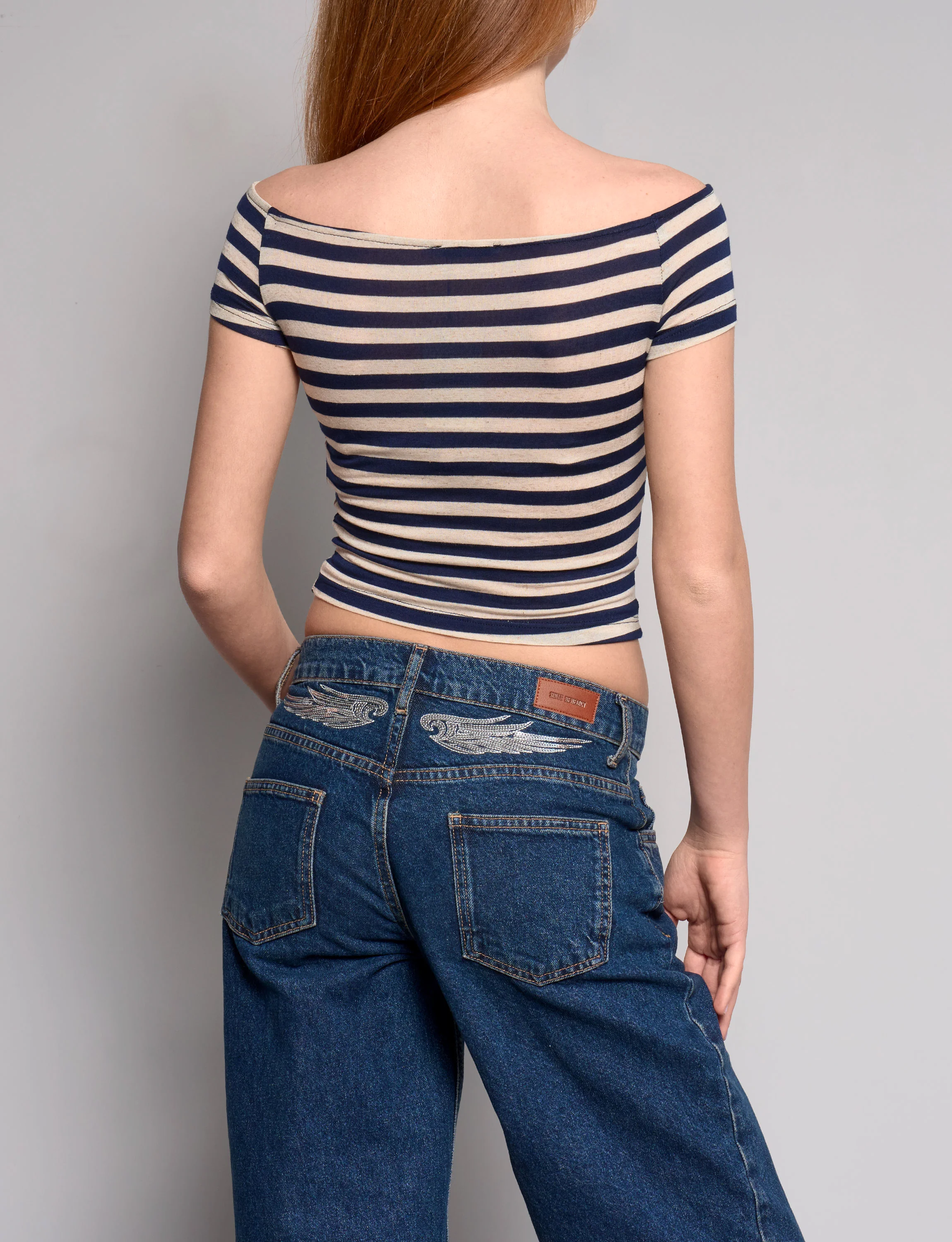 Top a righe blu con scollo dritto - Image 3