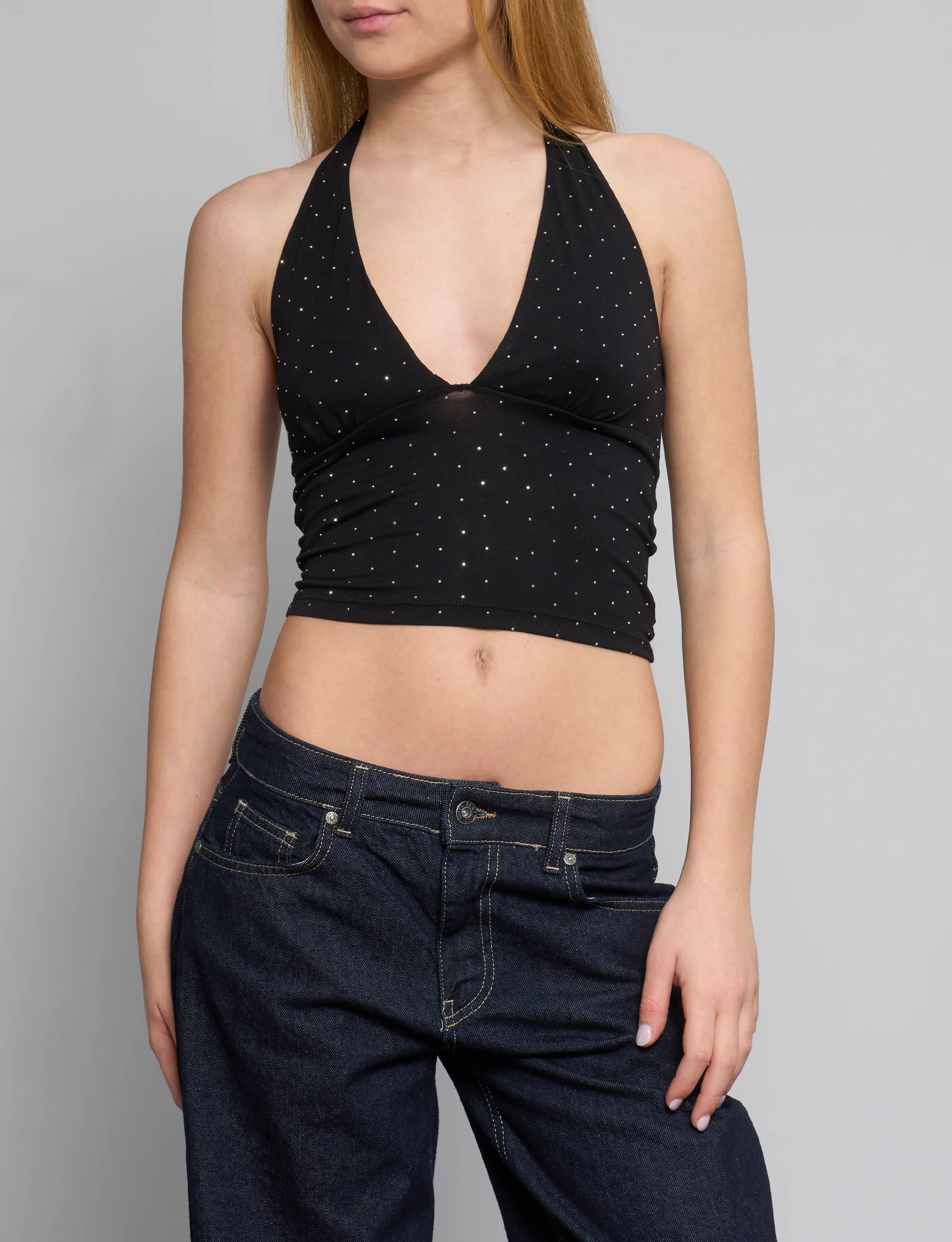 Top nero con strass - Image 3