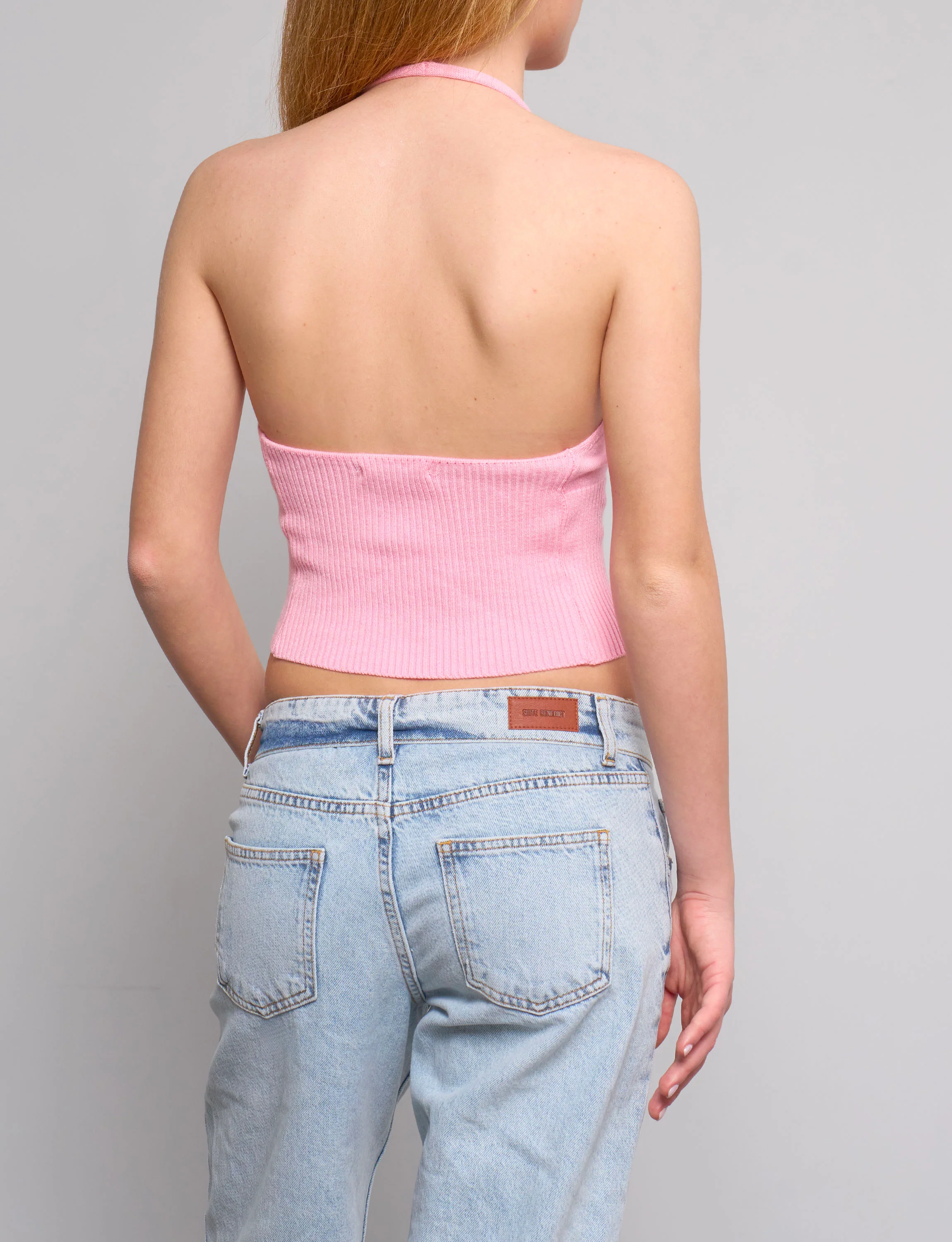 Top rosa in maglia con schiena scoperta - Image 4
