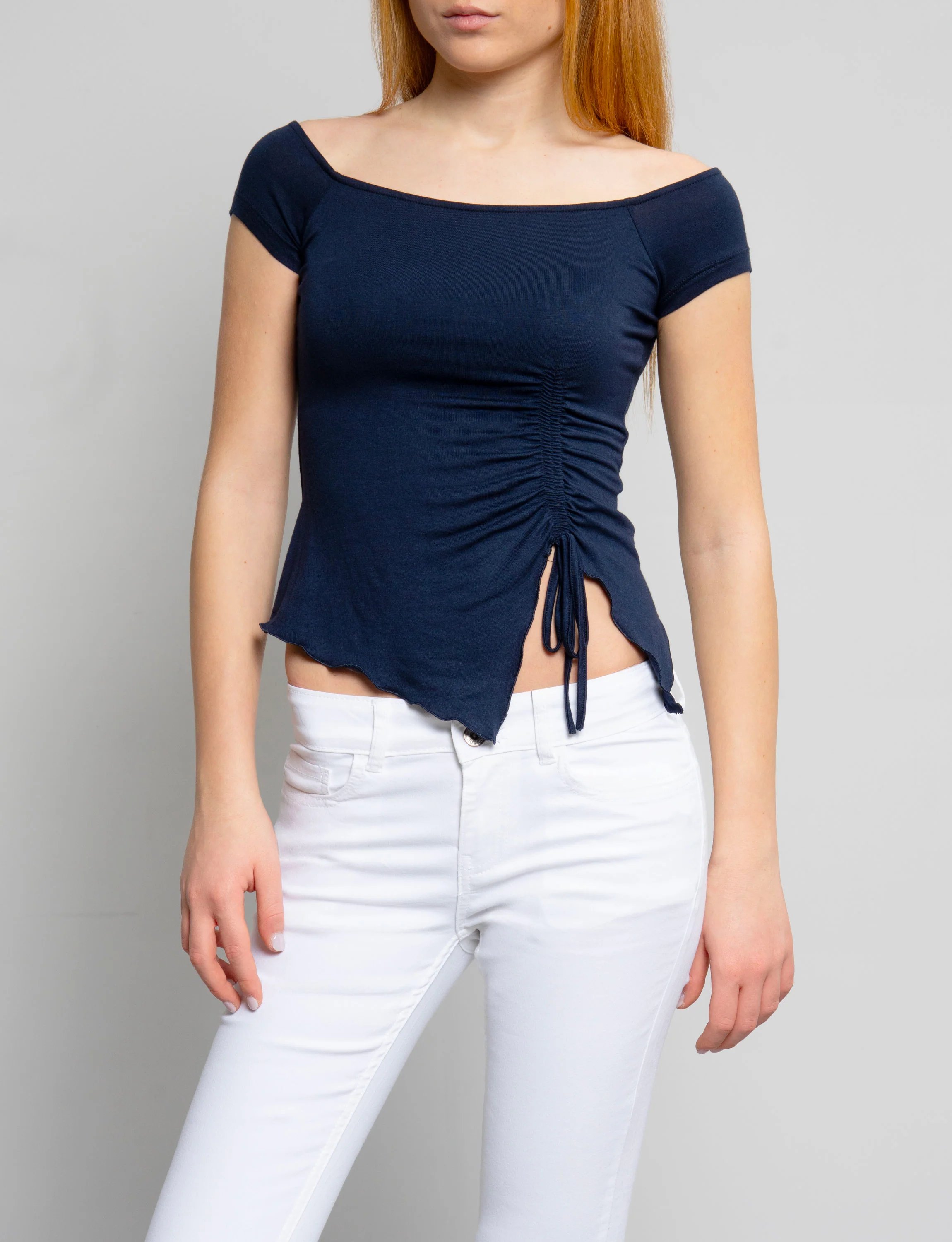 Top blu navy a spalle scoperte - Image 3