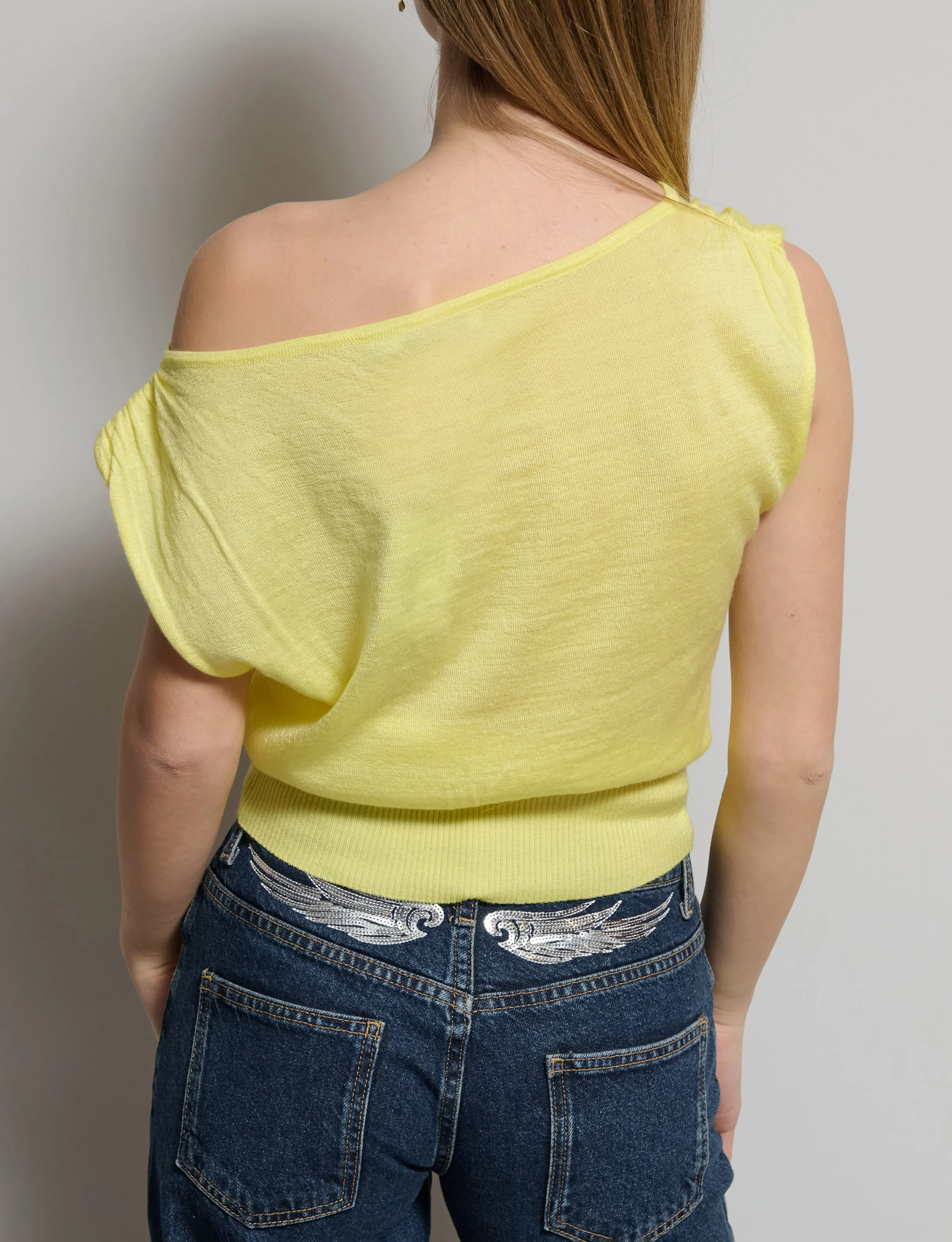 Top in maglia off-shoulder manica corta - Image 3