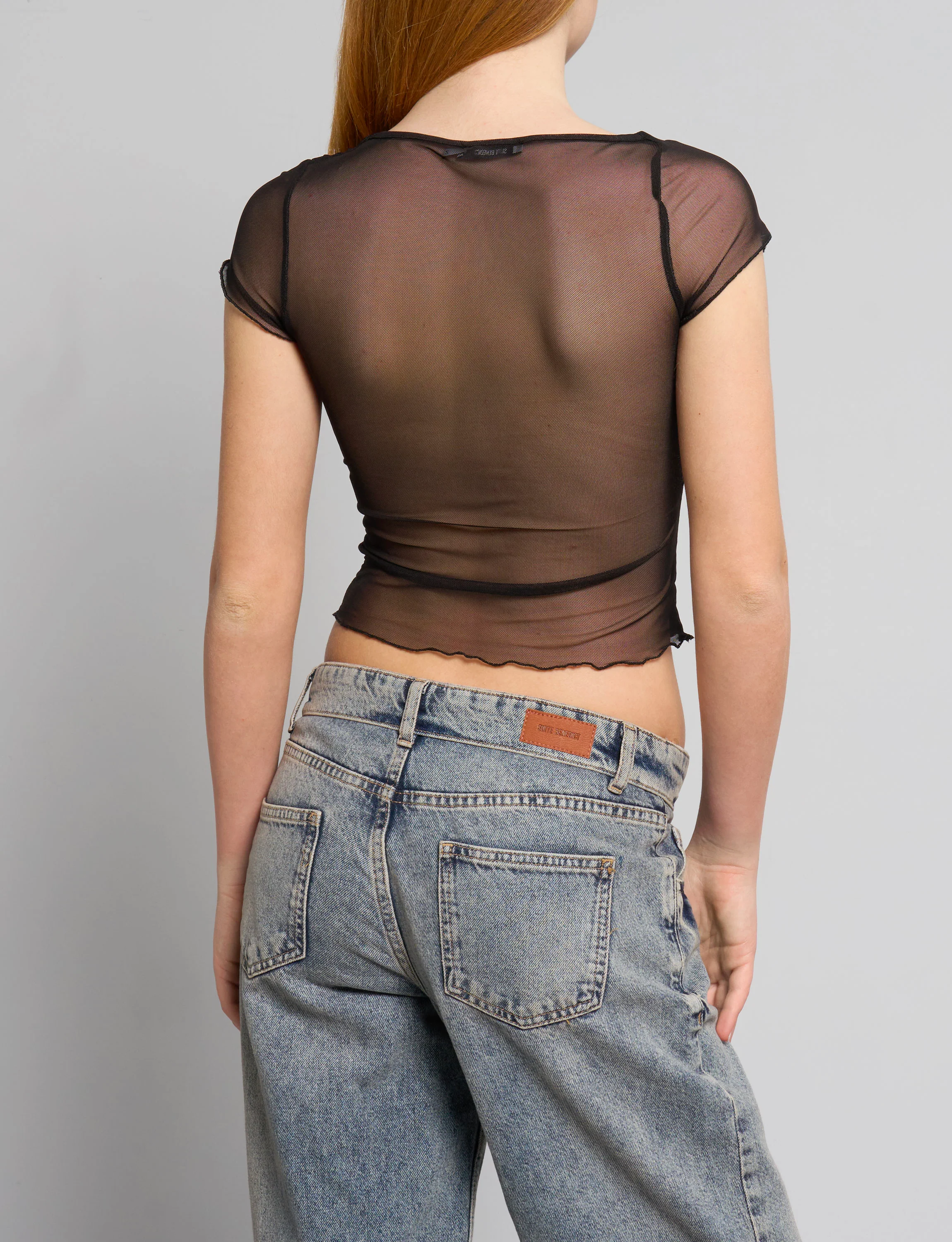 Top nero in rete con trasparenze - Image 3