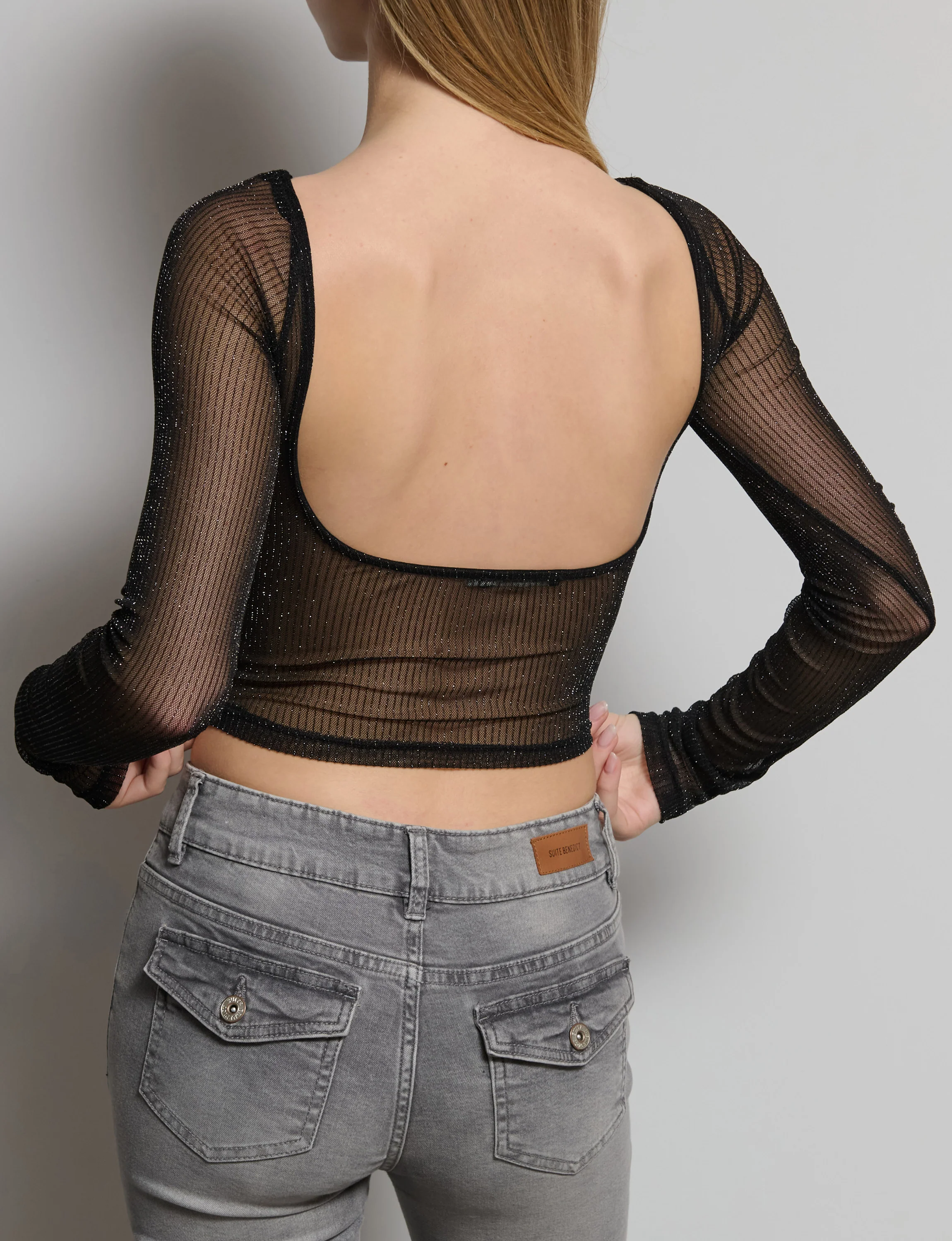 Top manica lunga in rete lurex - Image 4