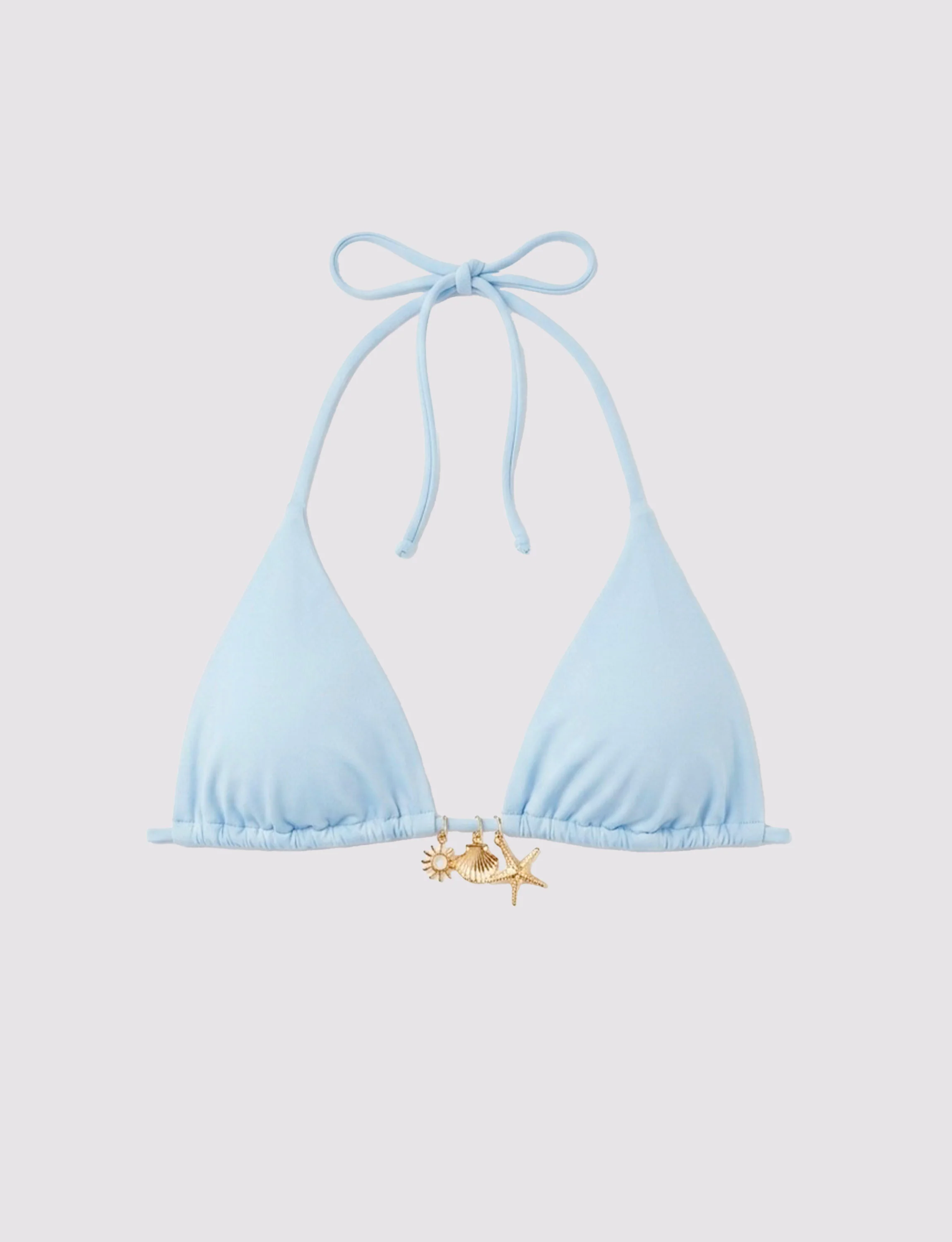 Top bikini a triangolo azzurro con charms - Image 2